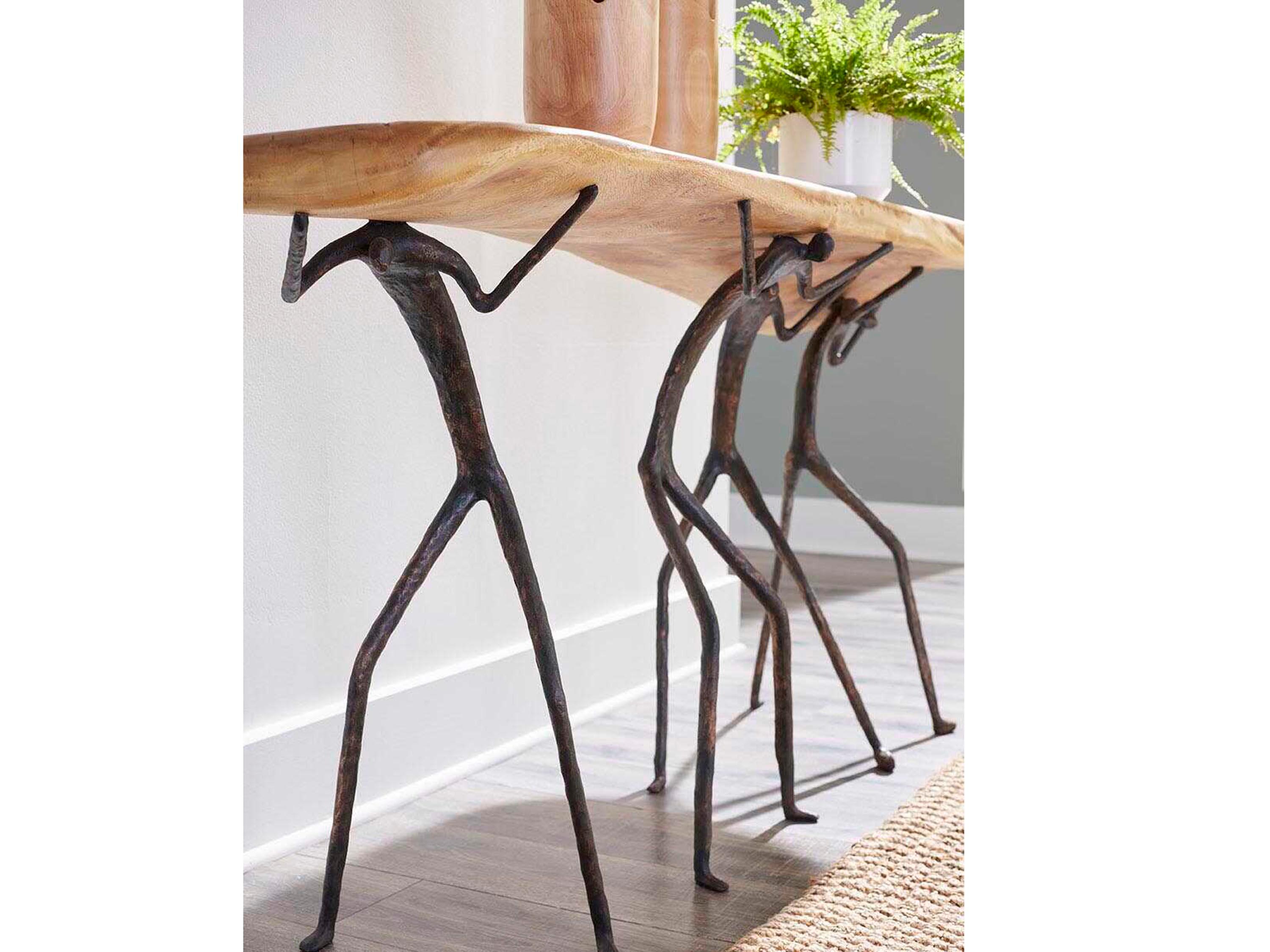Phillips Collection Sustainable Designs Atlas Wood Natural Brown Black Console Table