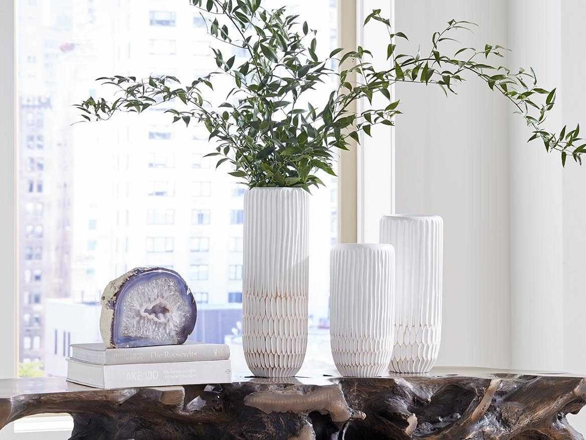 Phillips Collection White 17" High Lacuna Vase