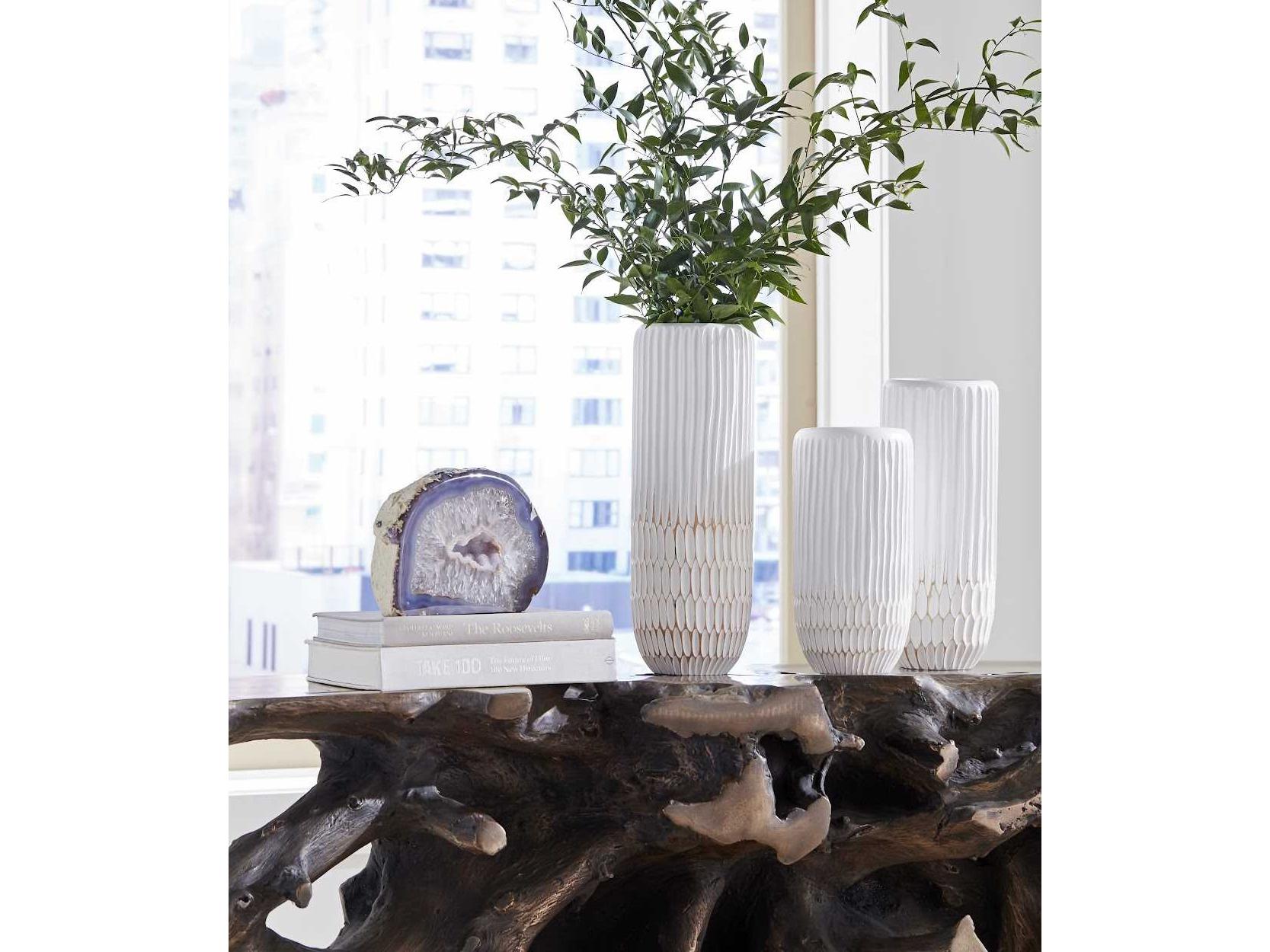 Phillips Collection White 15" High Lacuna Vase