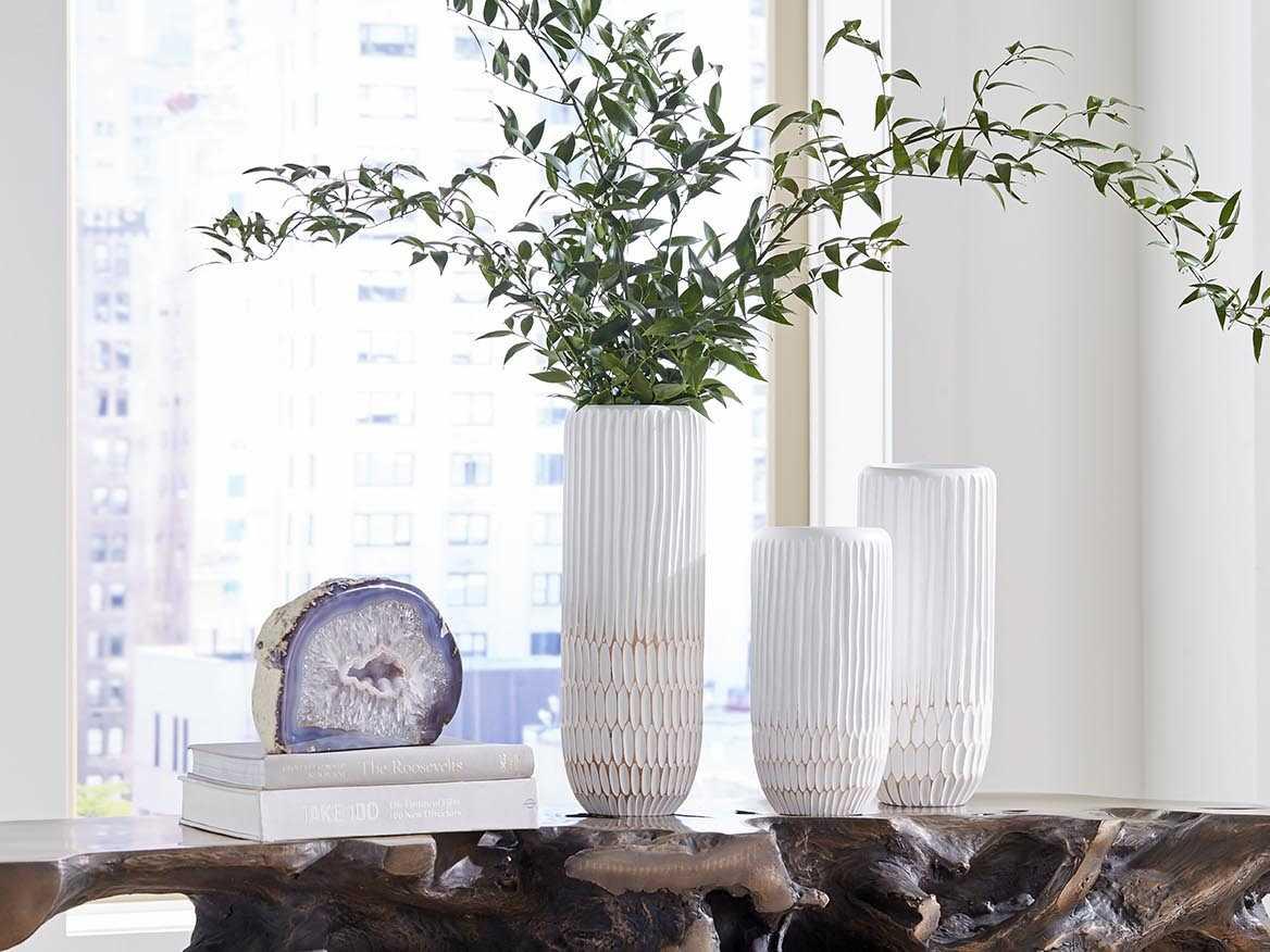 Phillips Collection White 12" High Lacuna Vase