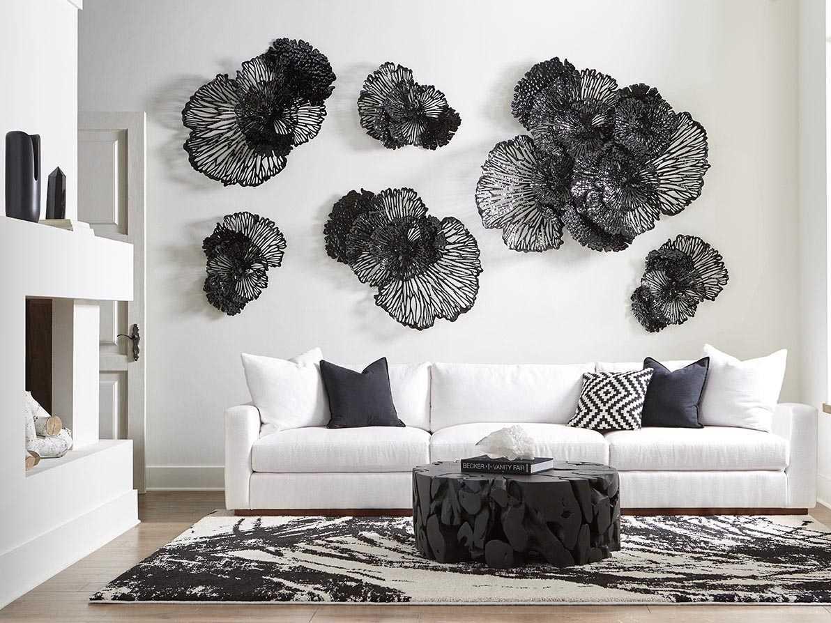 Phillips Collection Black 63" Flower Metal Wall Art