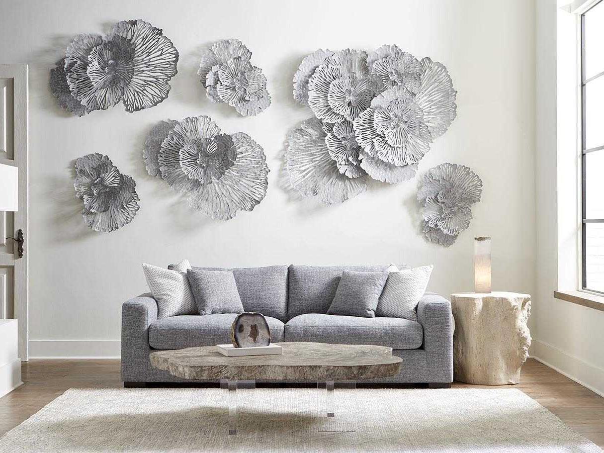 Phillips Collection Gray 43" Flower Metal Wall Art