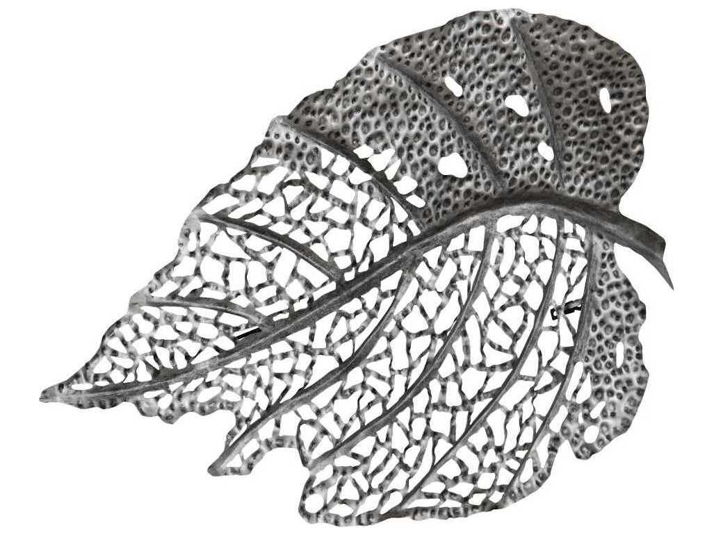 Phillips Collection Antique Silver Matte Lacquer 40" Birch Leaf Metal Wall Art