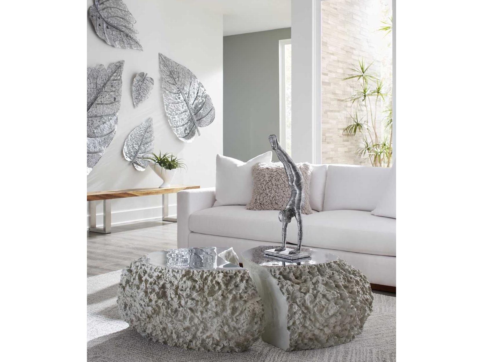 Phillips Collection Silver Matte Lacquer 55" Birch Leaf Metal Wall Art