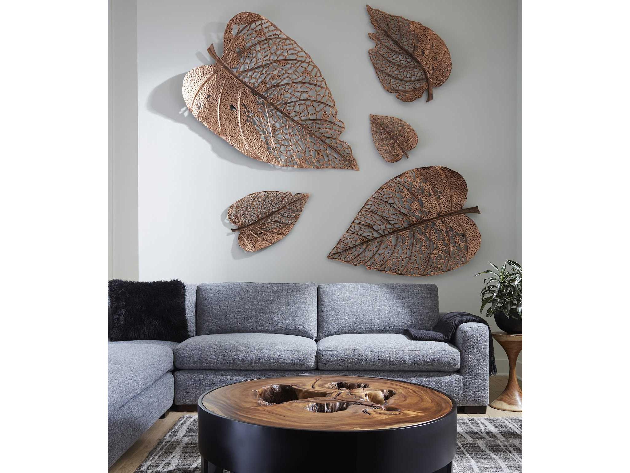 Phillips Collection Copper Matte Lacquer 14" Birch Leaf Metal Wall Art