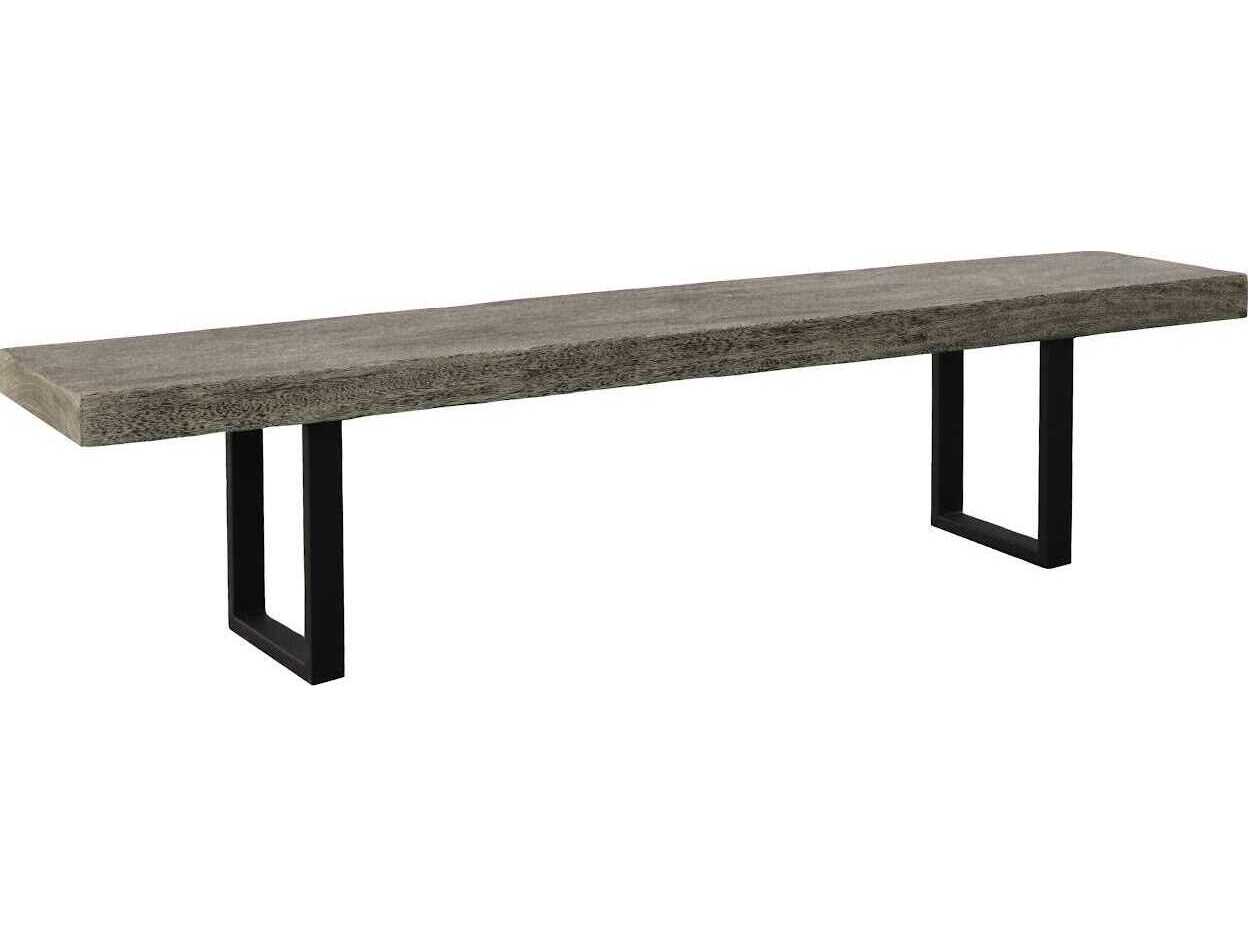Phillips Collection Origins Straight Edge Gray Stone Black Accent Bench