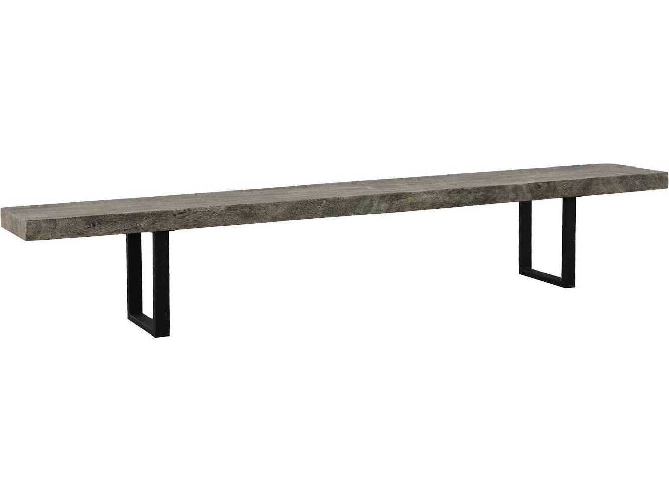 Phillips Collection Origins Straight Edge Gray Stone Black Accent Bench