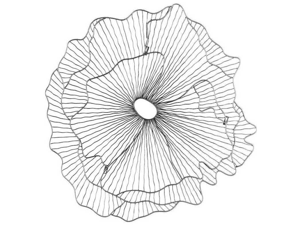 Phillips Collection Antique Silver Matte Lacquer Poppy Flower Metal Wall Art