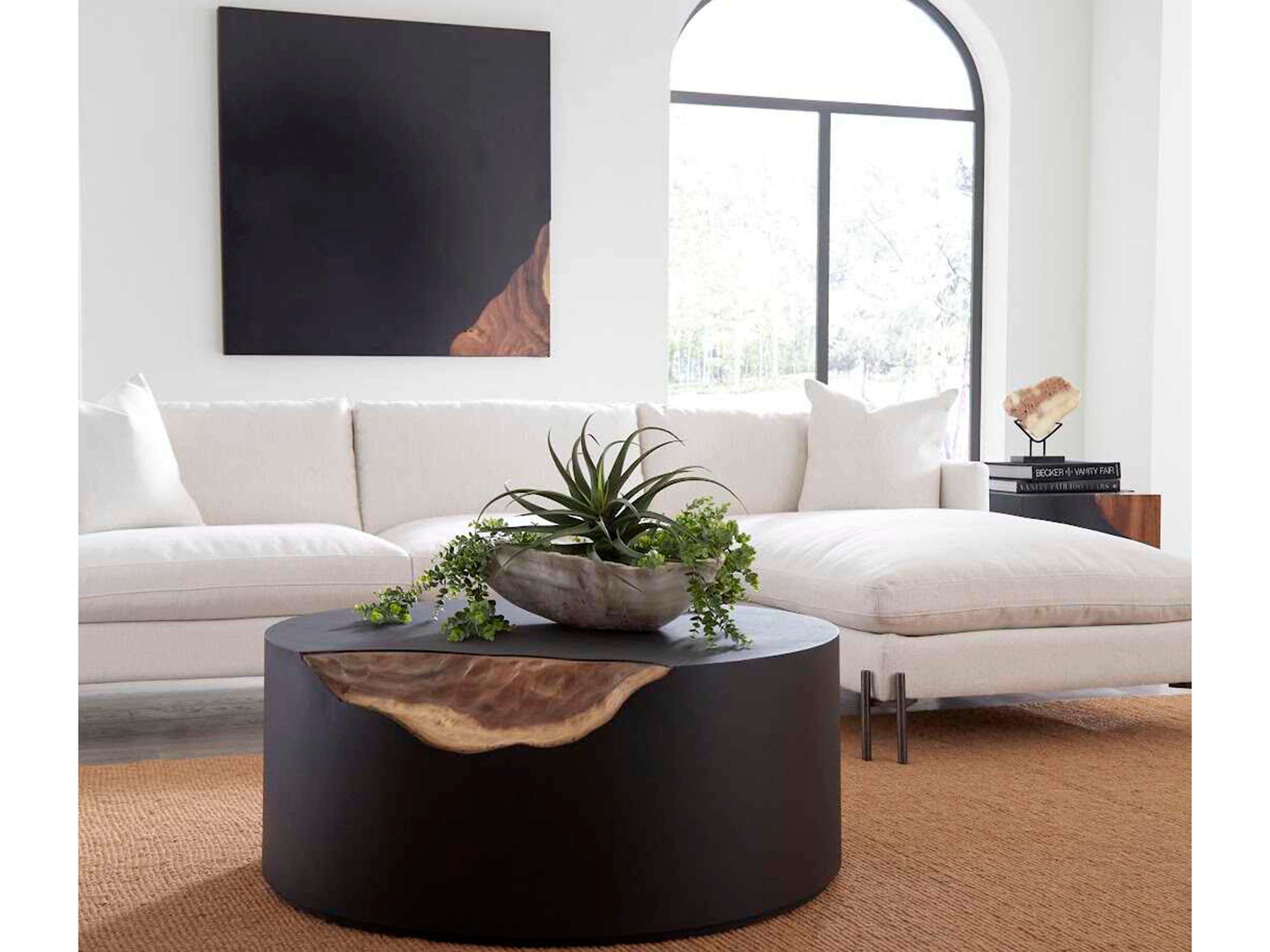 Phillips Collection Cornered Square Metal Natural Black Bronze End Table