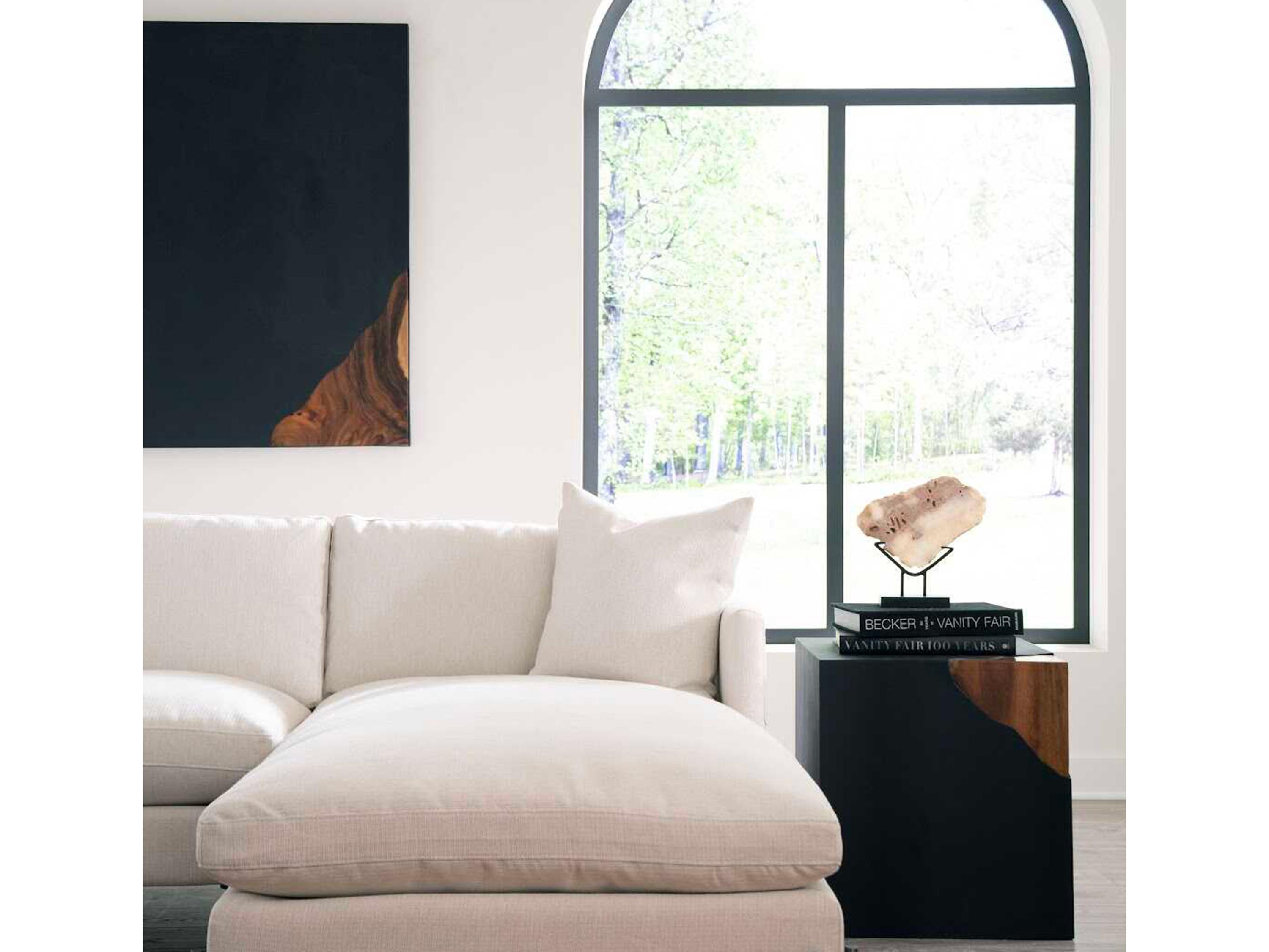 Phillips Collection Cornered Square Metal Natural Black Brown End Table