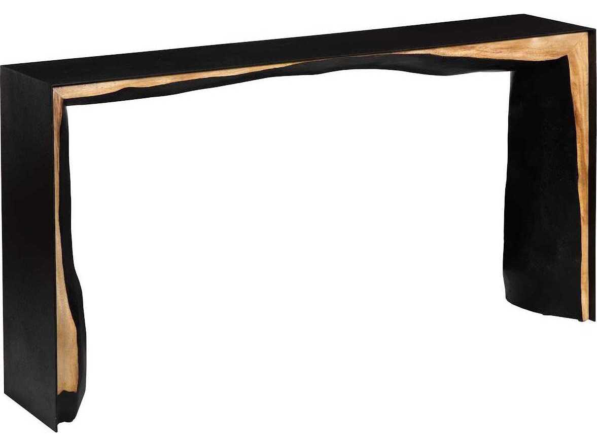 Phillips Collection Framed Waterfall Rectangular Metal Natural Brown Black Console Table