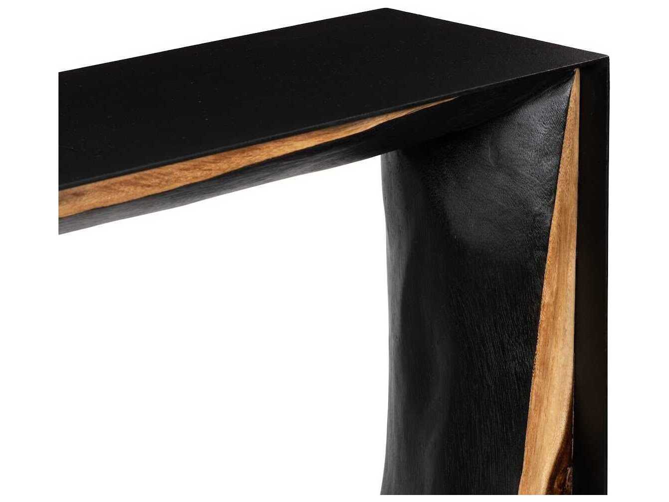 Phillips Collection Framed Waterfall Rectangular Metal Natural Brown Black Console Table