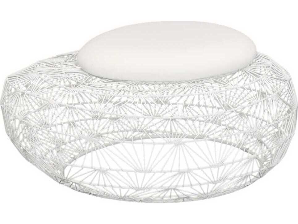Phillips Collection White Mesh Upholstered Accent Stool