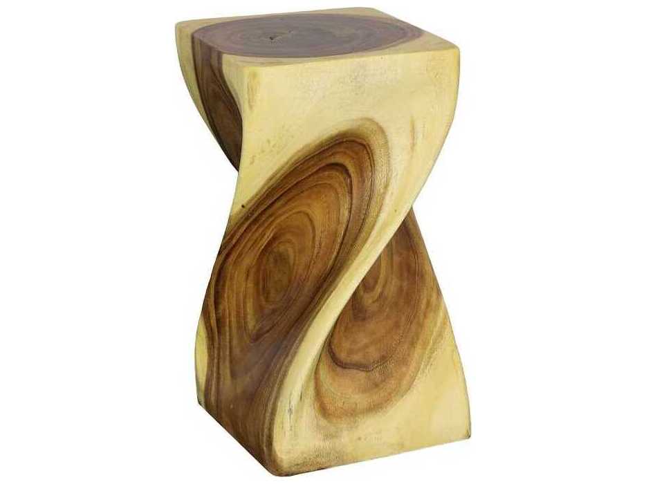 Phillips Collection Origins Twist Square Wood Natural Brown End Table