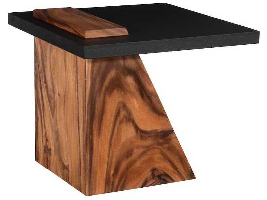 Phillips Collection Slant Square Metal Natural Black Brown End Table