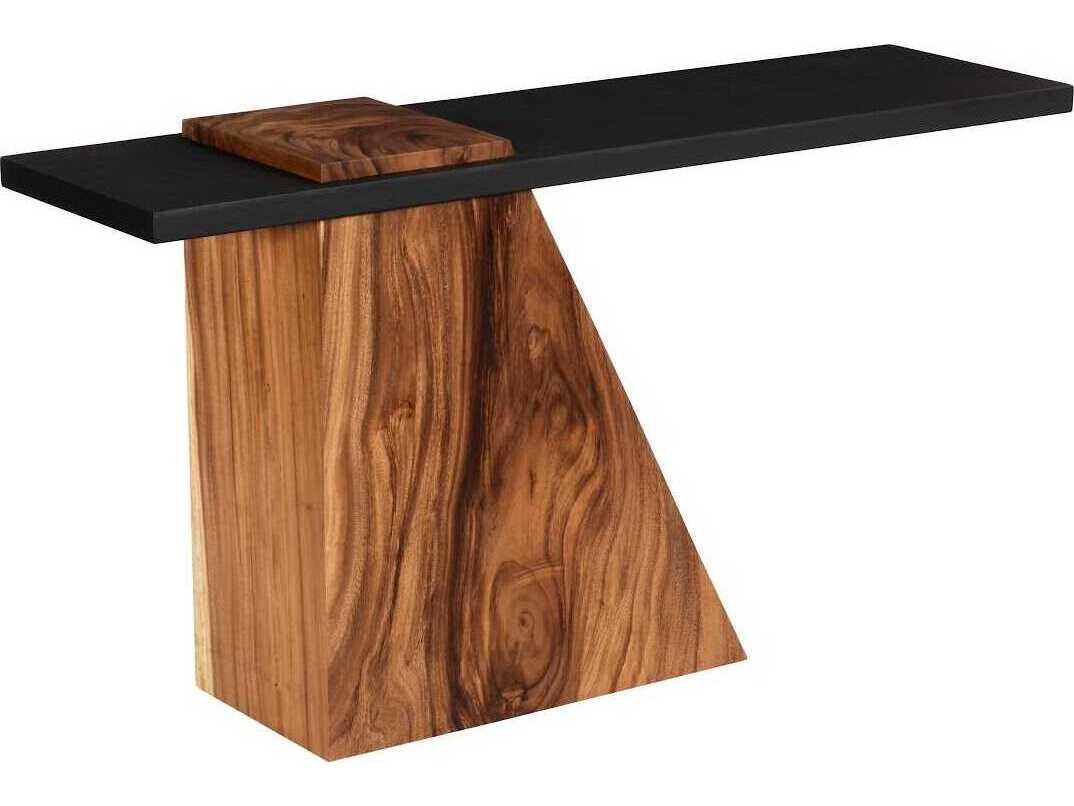 Phillips Collection Slant Rectangular Metal Natural Black Brown Console Table