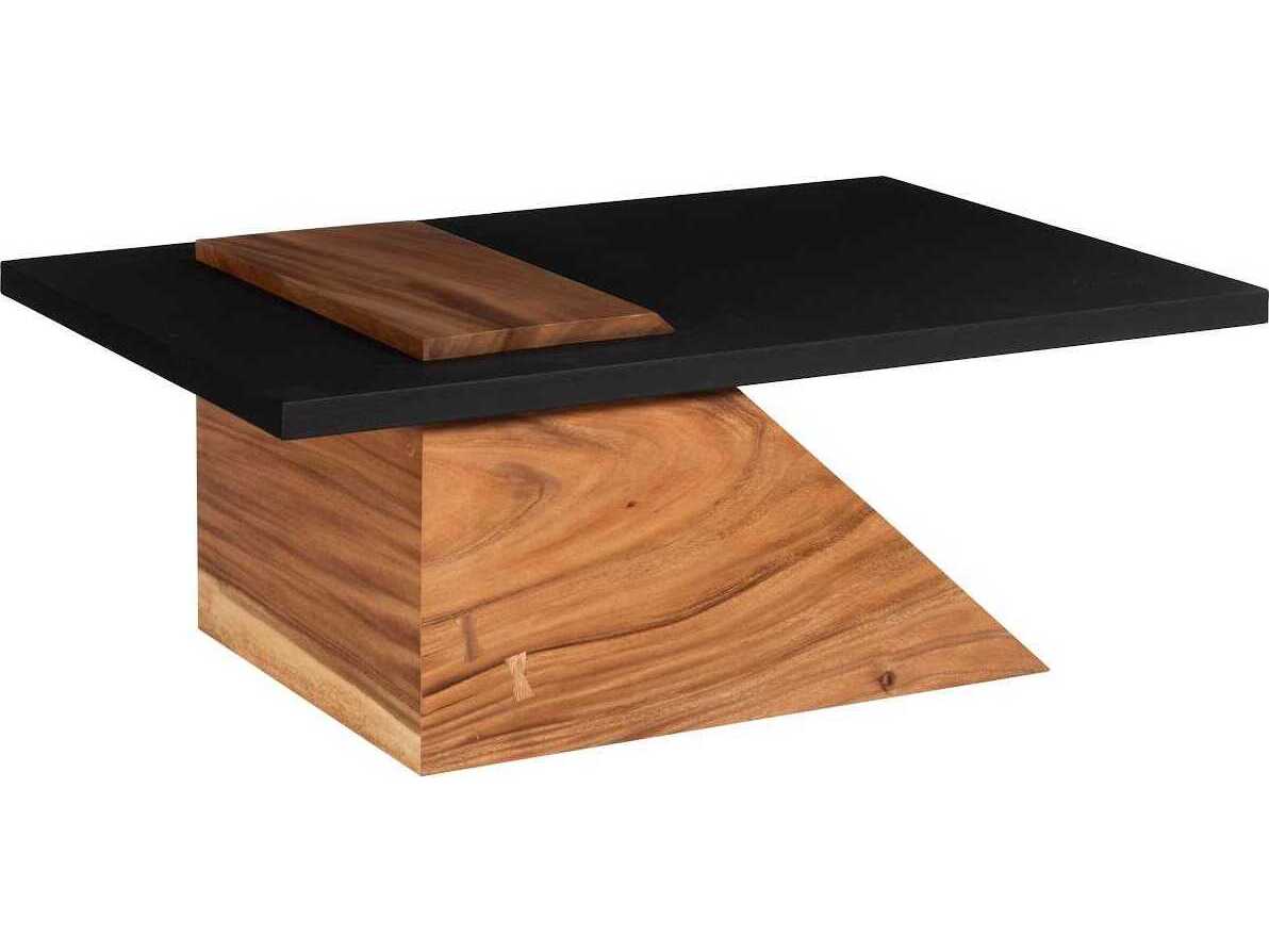 Phillips Collection Slant Rectangular Metal Natural Black Brown Coffee Table