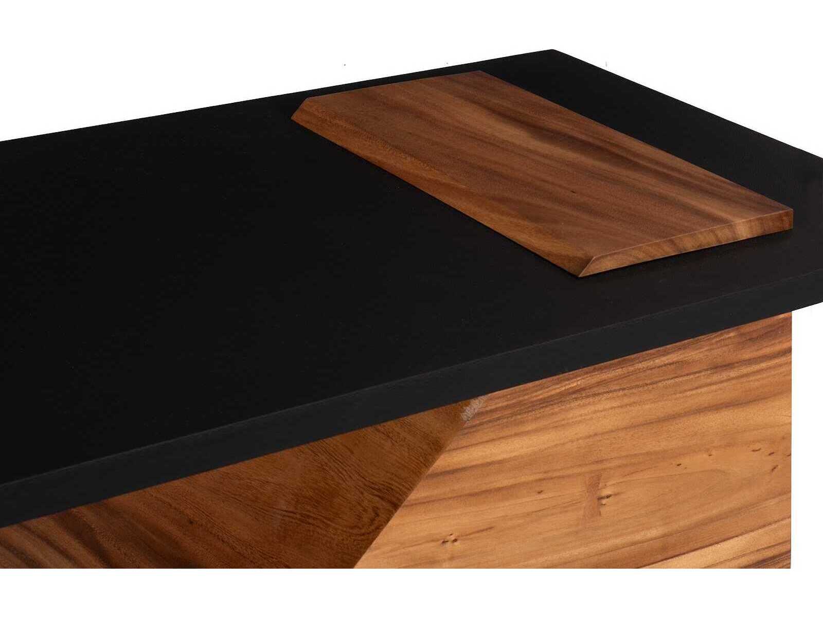 Phillips Collection Slant Rectangular Metal Natural Black Brown Coffee Table