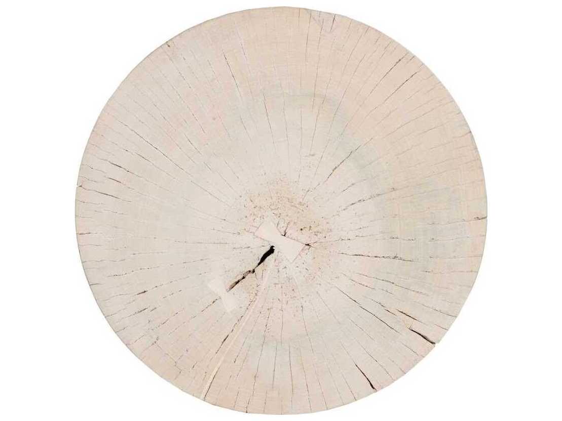 Phillips Collection Core Round Wood Bleached Off White Coffee Table