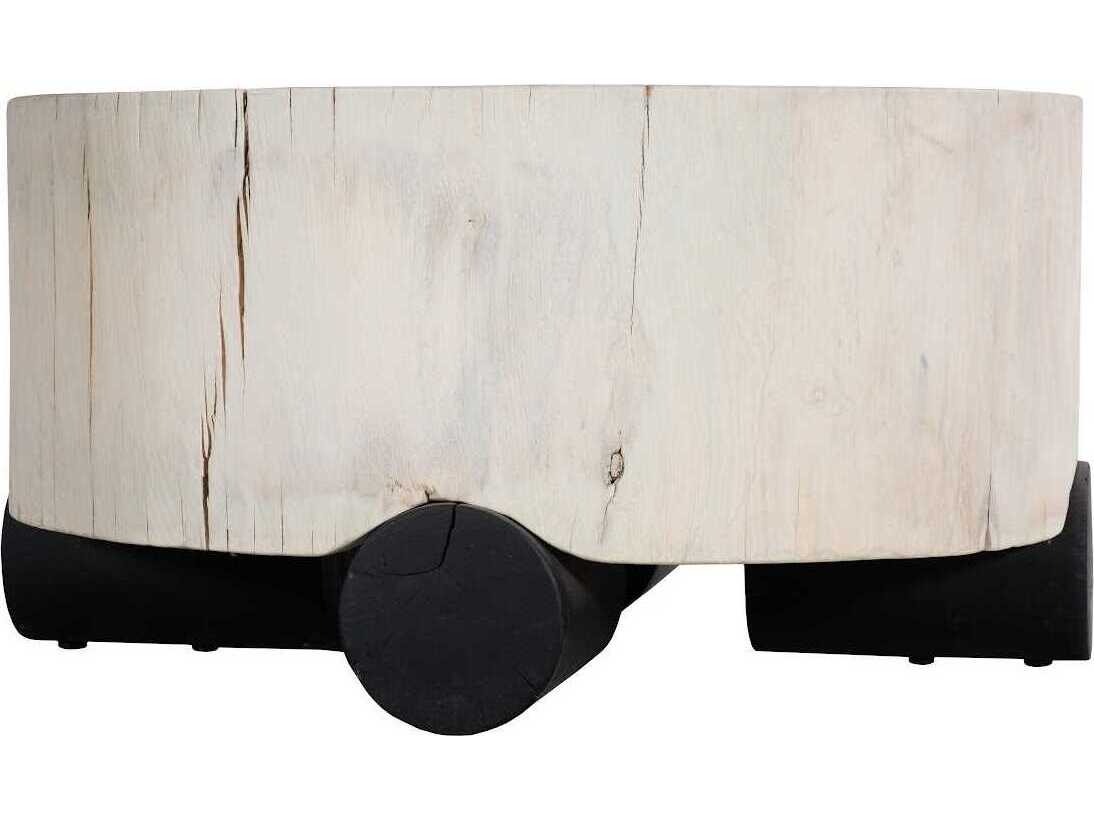 Phillips Collection Core Round Wood Bleached Off White Coffee Table