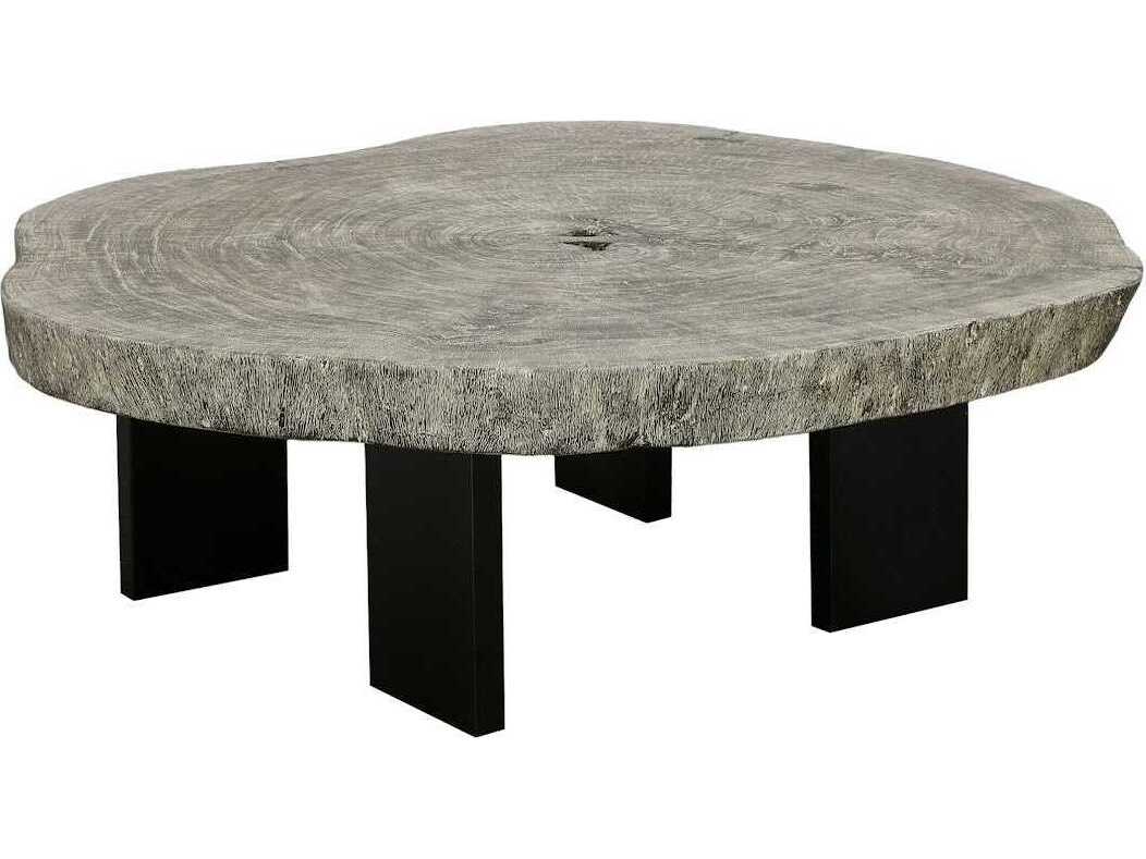 Phillips Collection Floating Wood Gray Stone Black Coffee Table