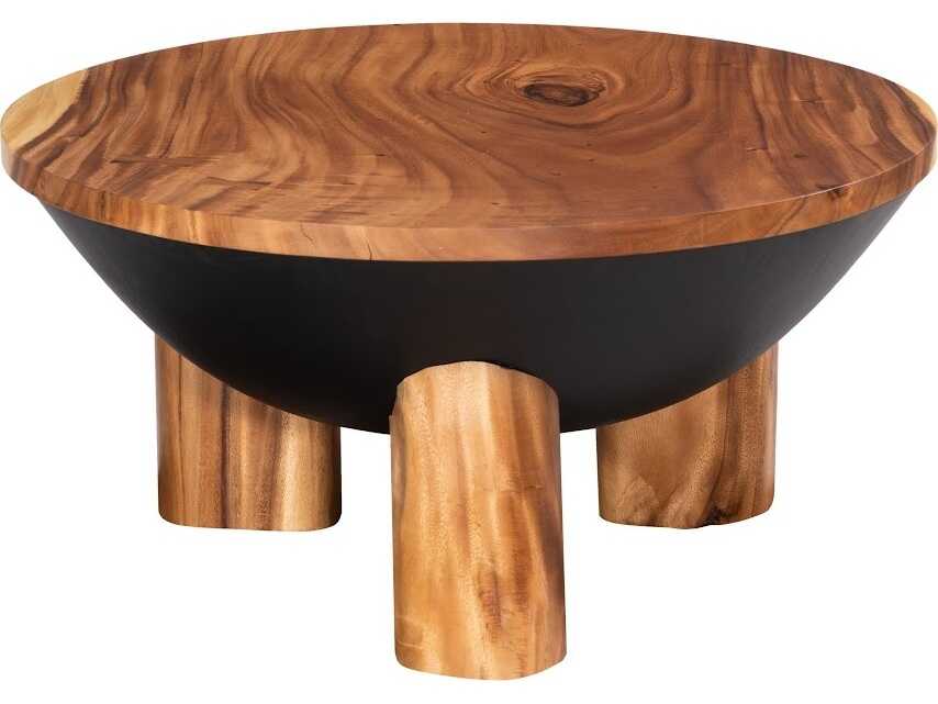 Phillips Collection Round Wood Brown Coffee Table