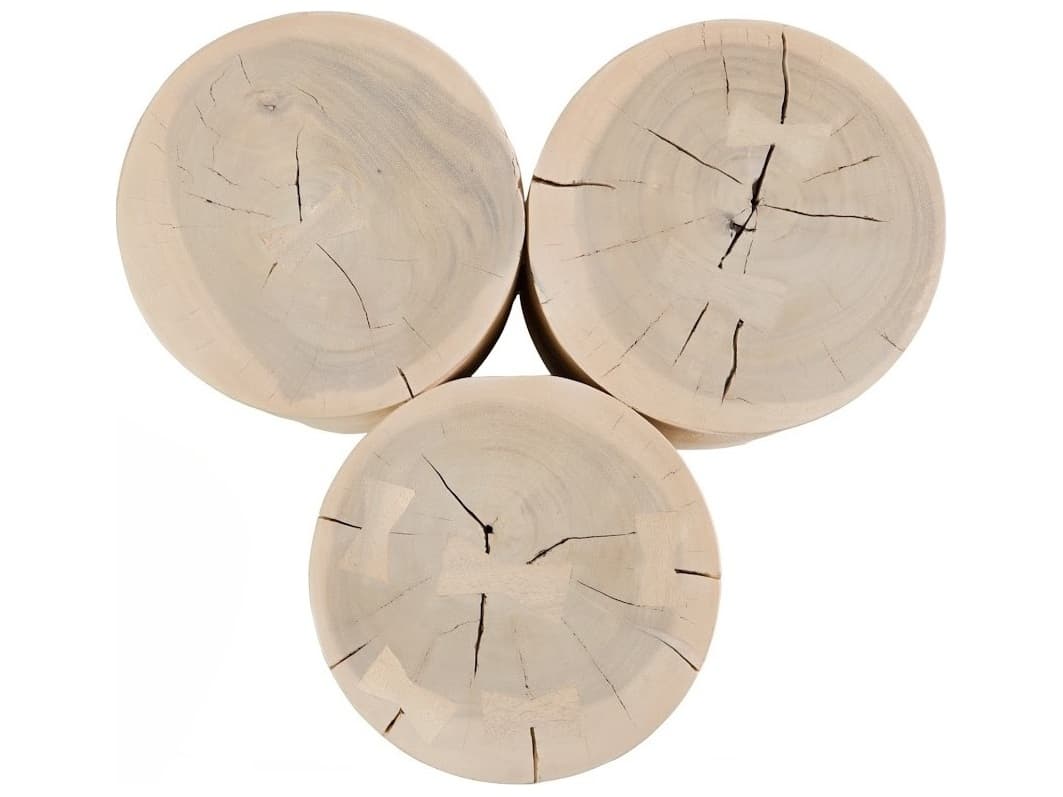 Phillips Collection Round Wood Off White Bleached End Table