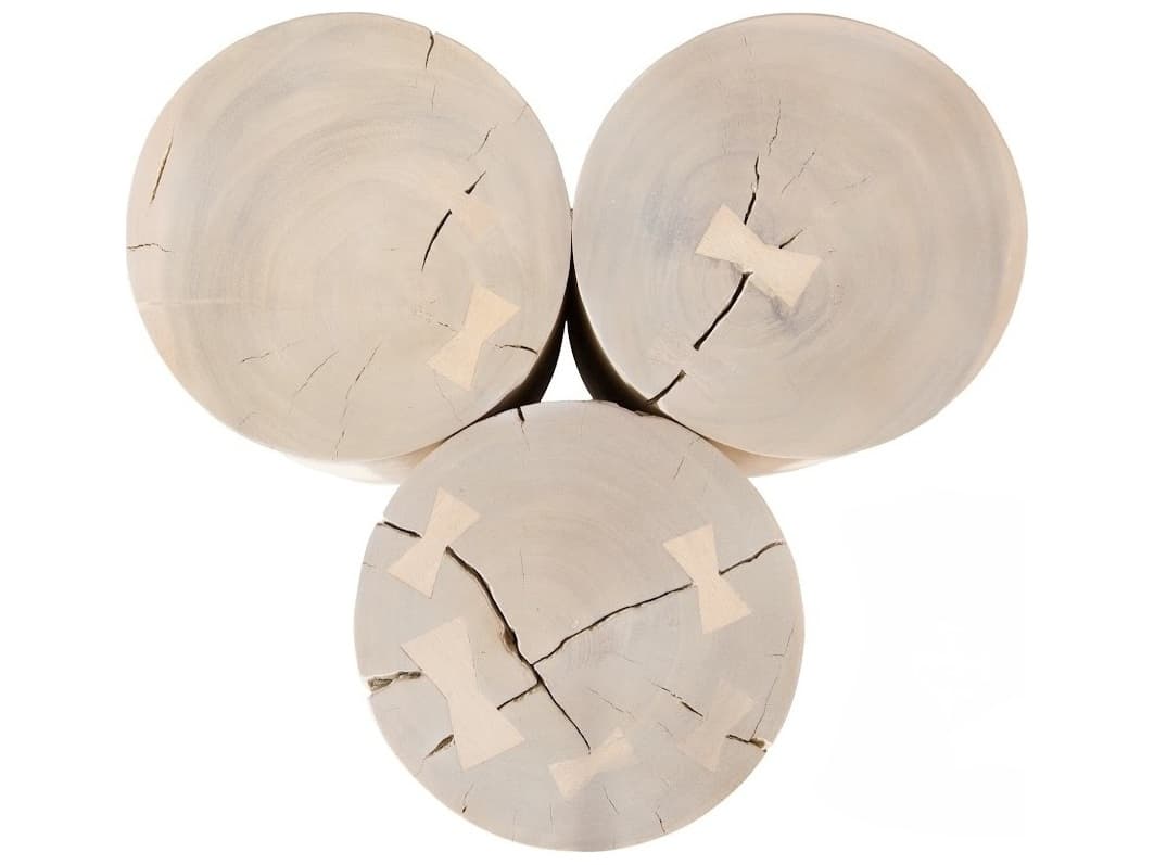 Phillips Collection Round Wood Off White Bleached End Table