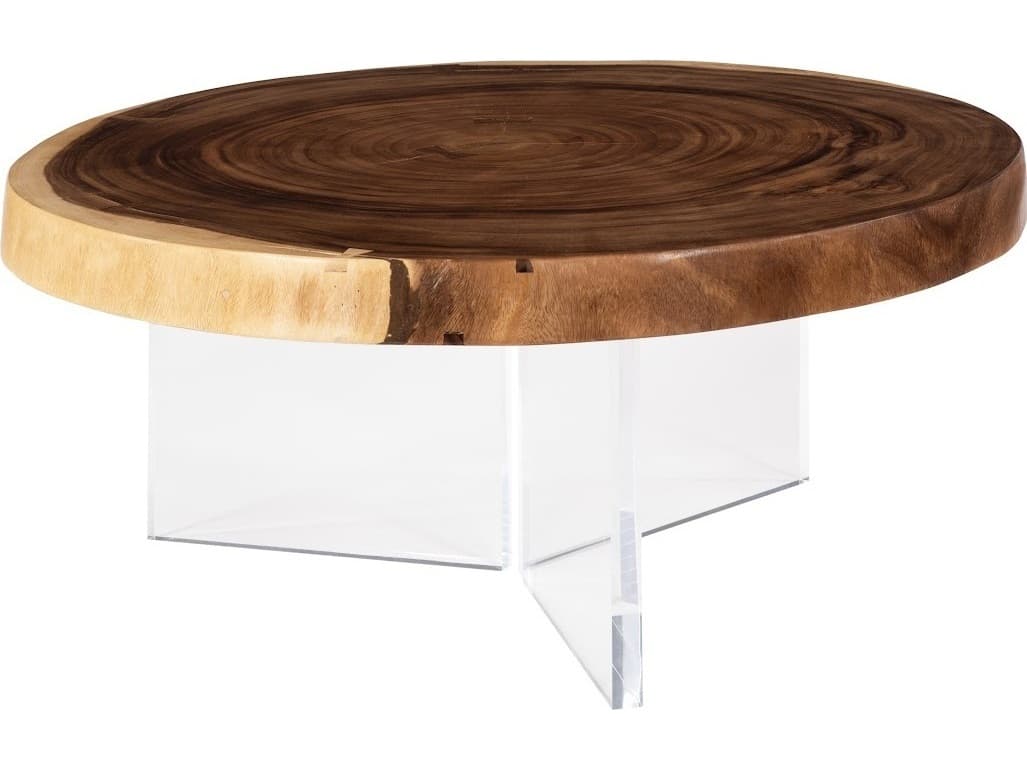 Phillips Collection Round Wood Brown Natural Coffee Table