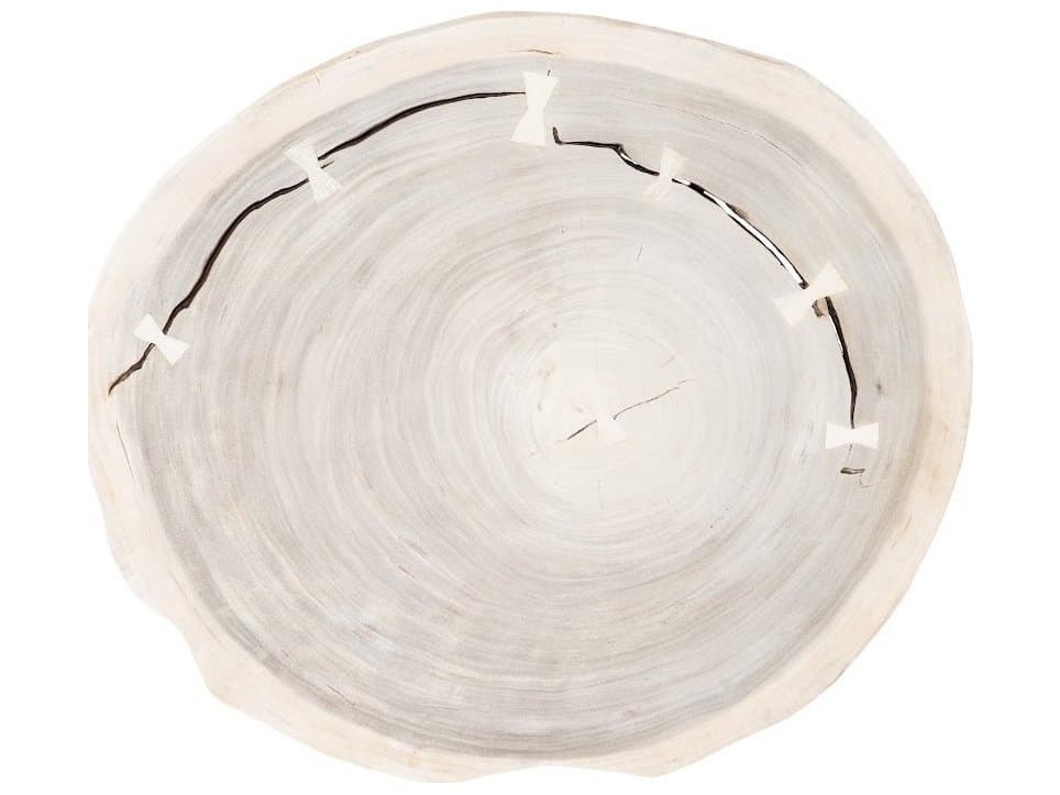 Phillips Collection Round Wood Clear Off White Bleached Coffee Table