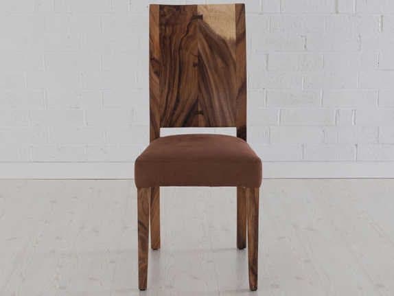 Phillips Collection Acacia Wood Natural Upholstered Side Dining Chair