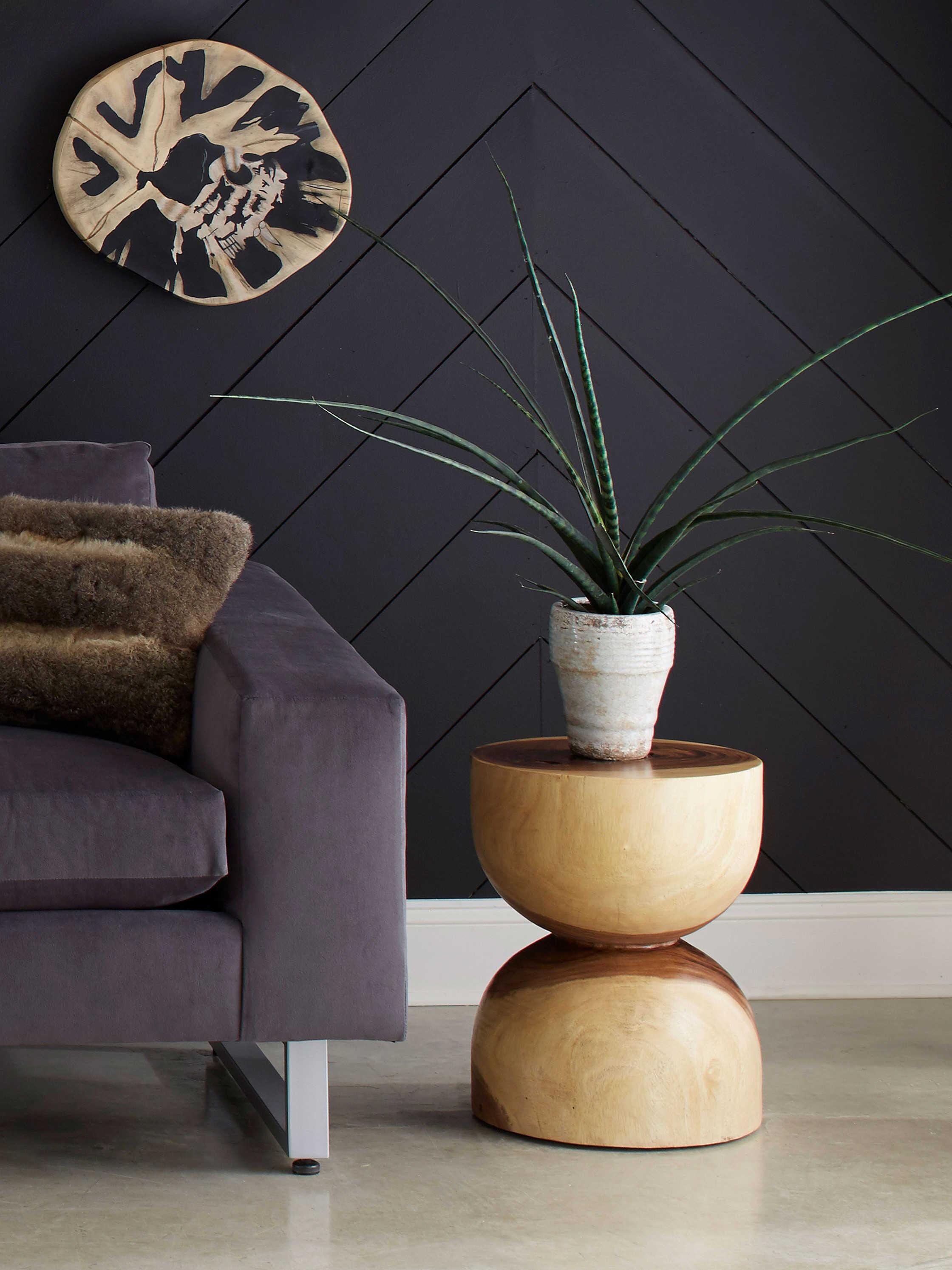 Phillips Collection Hourglass Round Wood Brown End Table