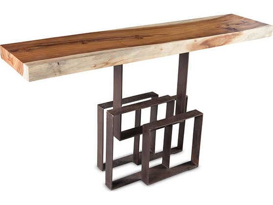 Phillips Collection Score Rectangular Wood Brown Black Console Table