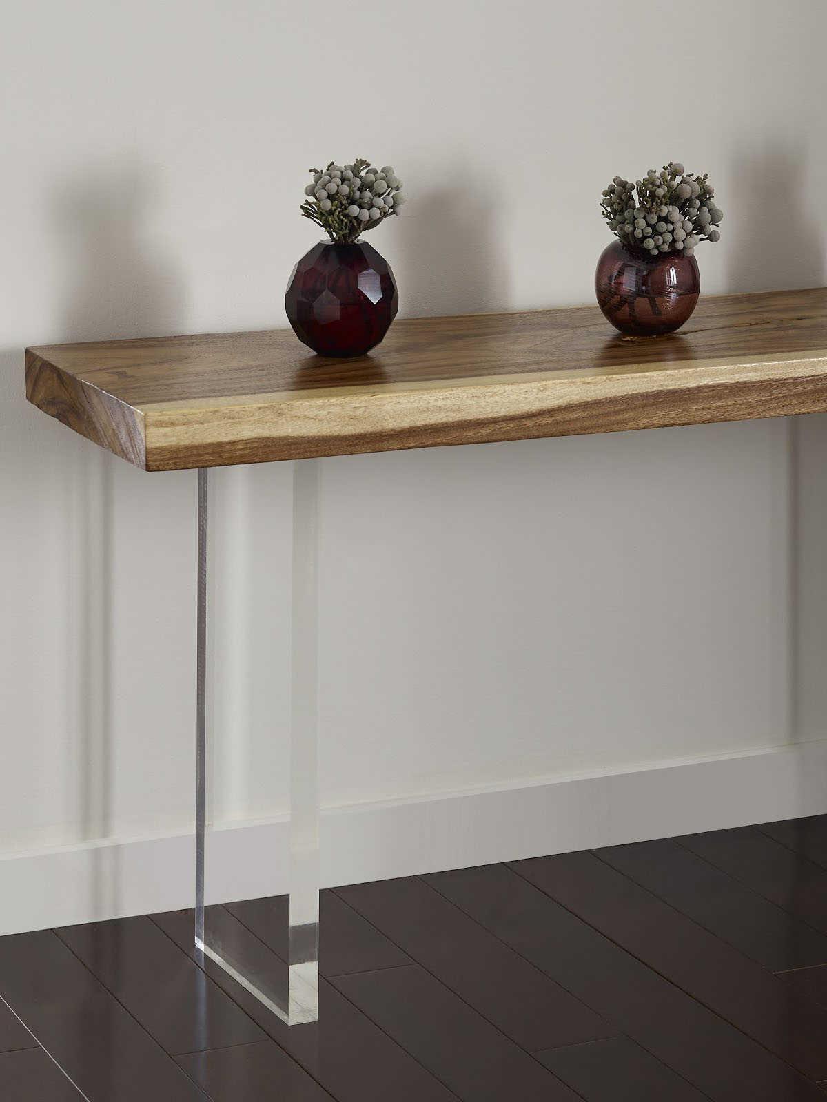 Phillips Collection Rectangular Wood Clear Brown Console Table