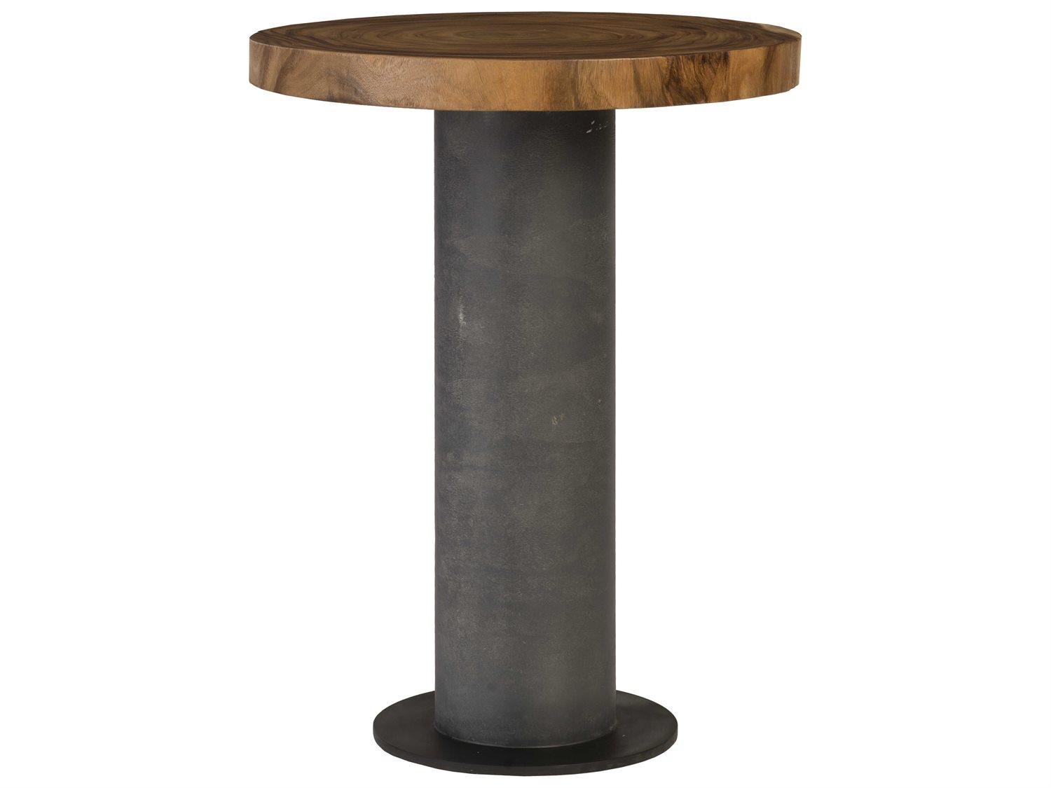 Phillips Collection Grey Brown Round Wood Bar Table