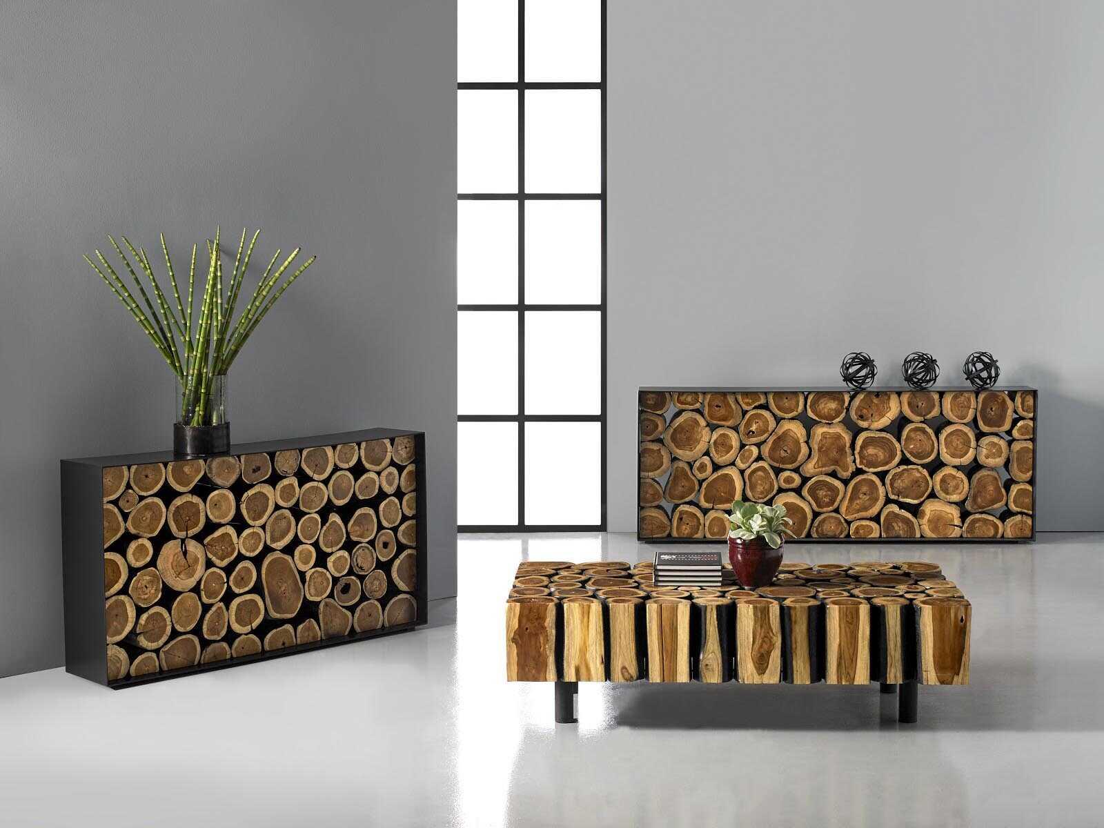 Phillips Collection Rectangular Wood Charred Natural Coffee Table