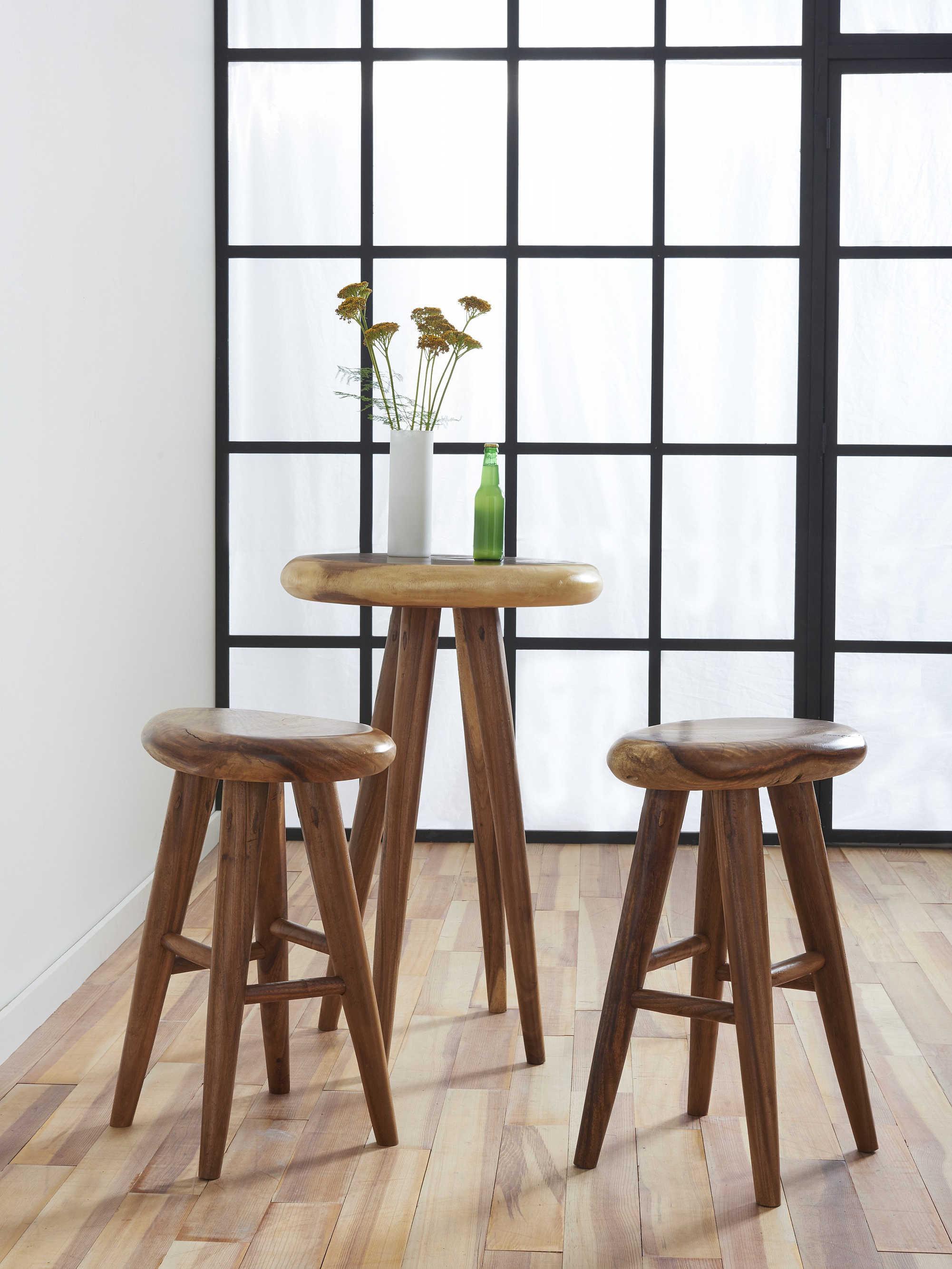 Phillips Collection Smoothed Natural Round Wood Bar Table