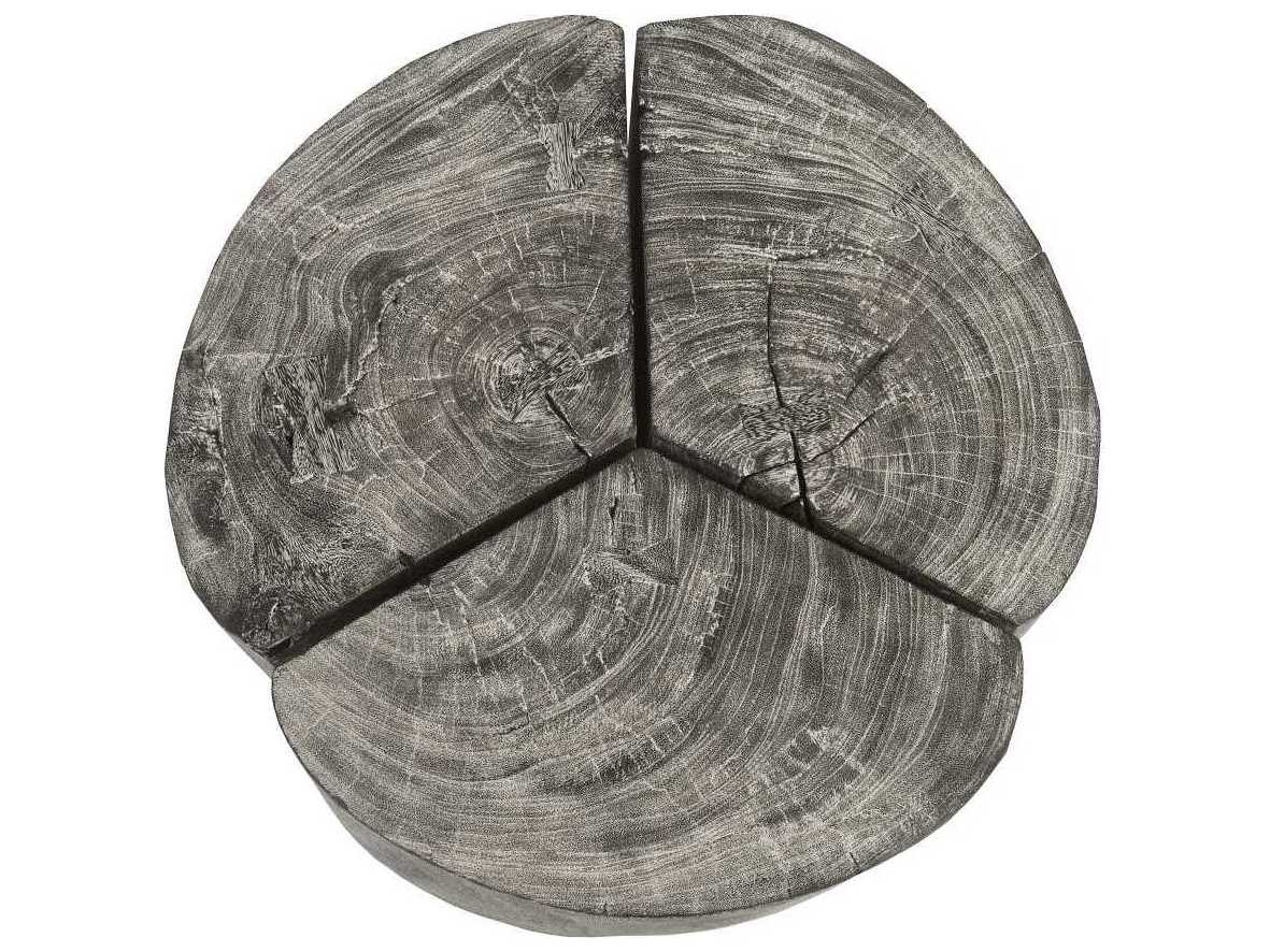 Phillips Collection Round Wood Grey Stone Coffee Table