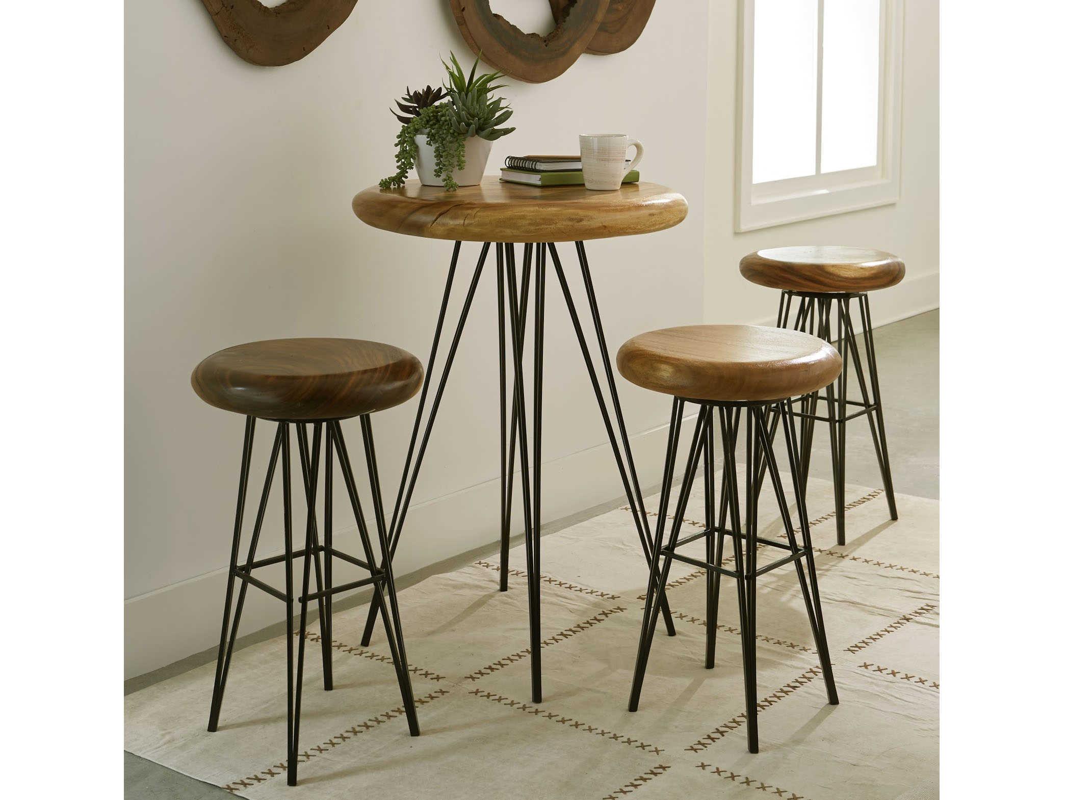 Phillips Collection Brown Black Round Wood Bar Table