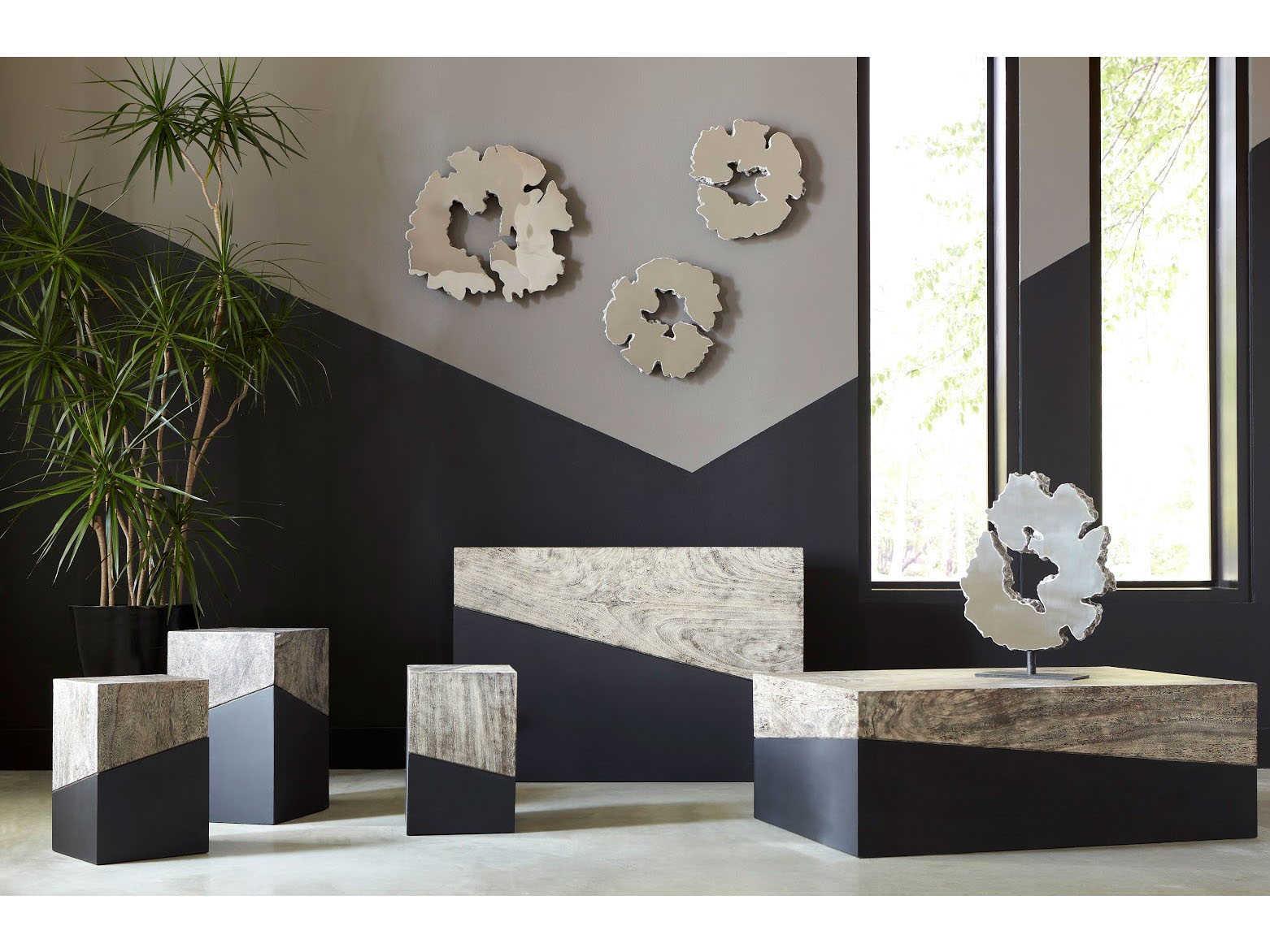 Phillips Collection Rectangular Wood Grey Black Console Table