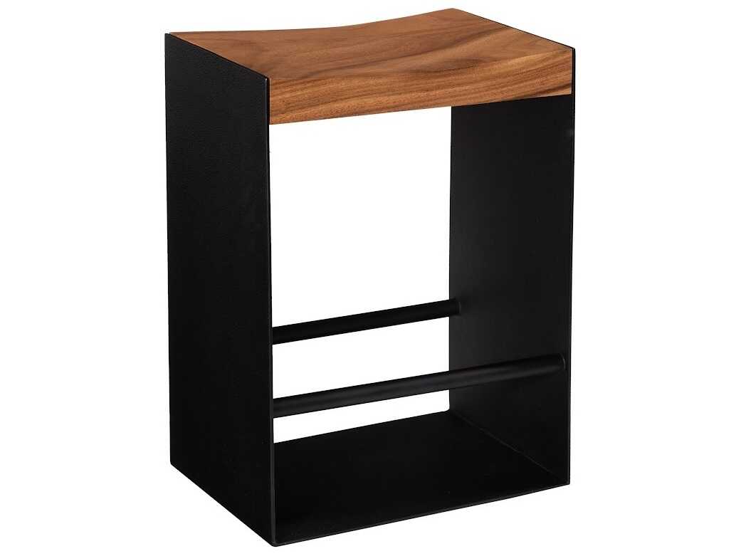 Phillips Collection Black Brown Solid Wood Counter Stool
