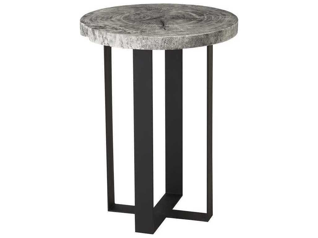 Phillips Collection Chamcha Wood Gray Stone Round Bar Table