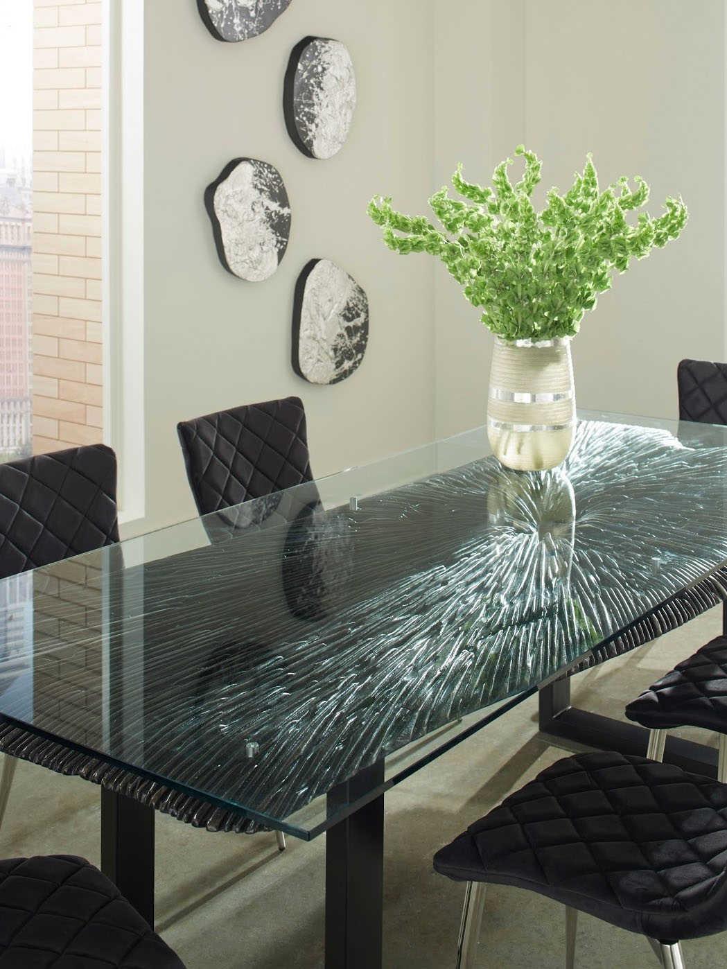 Phillips Collection Rectangular Glass Black Dining Table