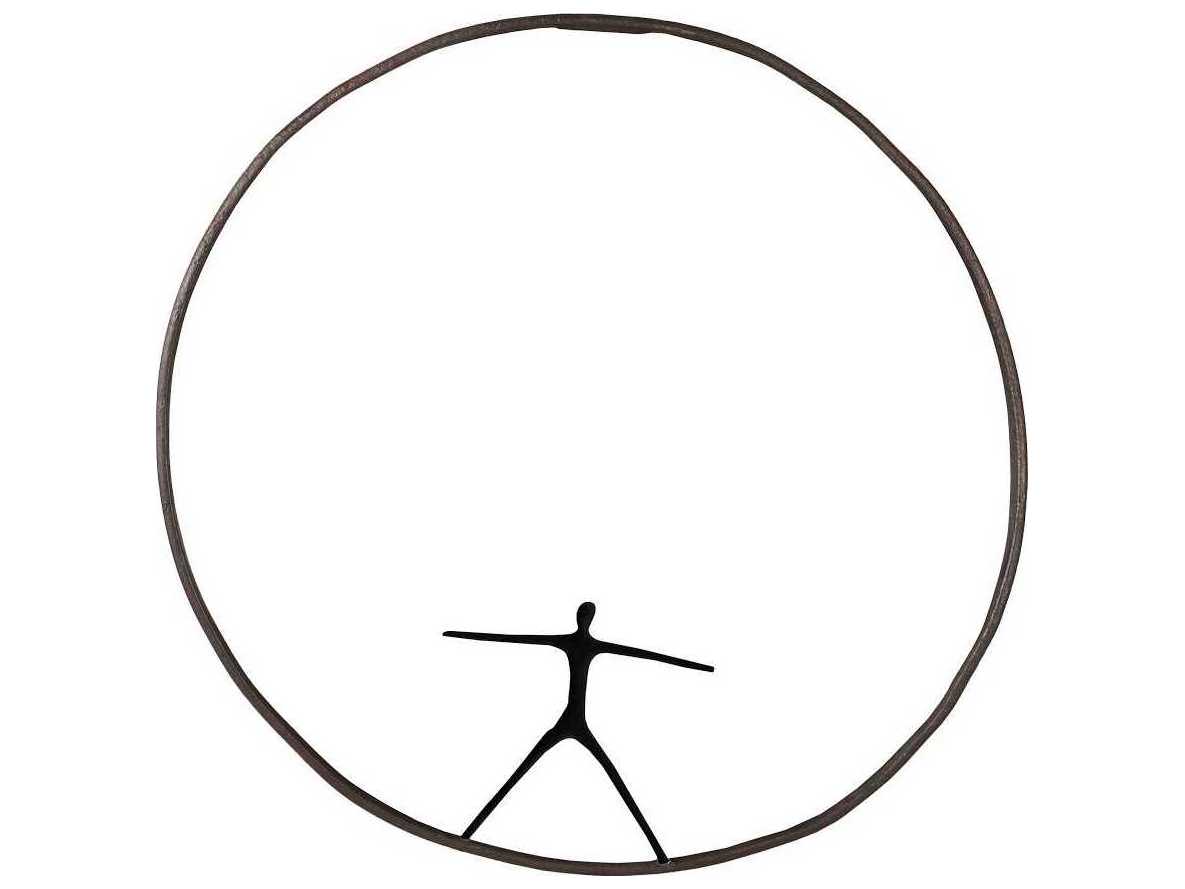 Phillips Collection Olympic Figure in Iron Ring Black/Rust Metal Wall Art