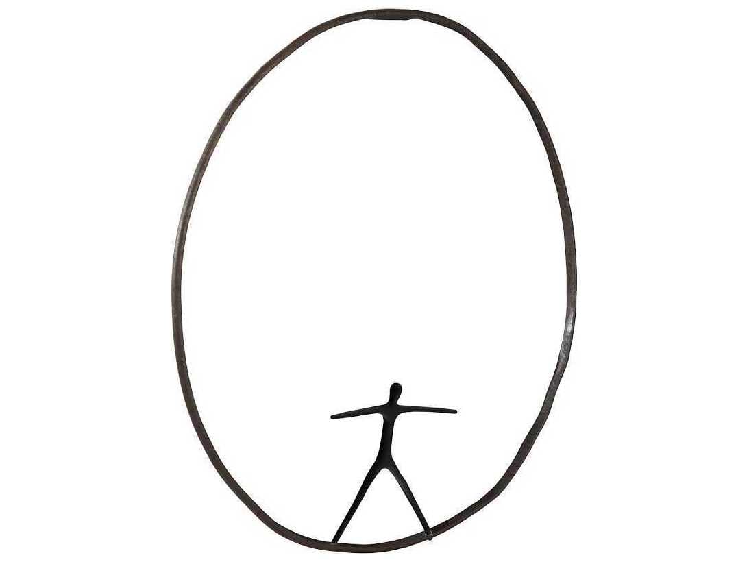 Phillips Collection Olympic Figure in Iron Ring Black/Rust Metal Wall Art