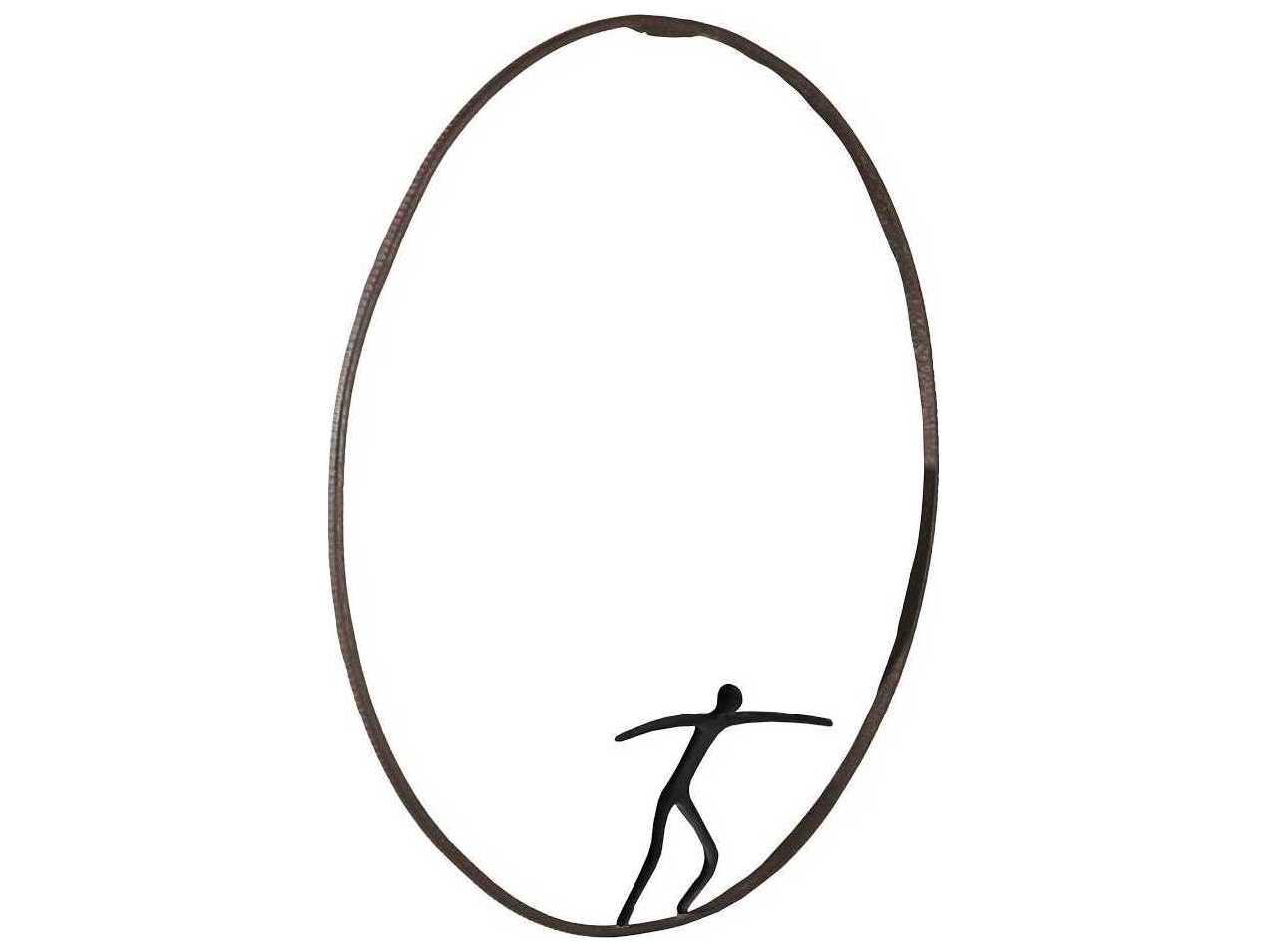 Phillips Collection Olympic Figure in Iron Ring Black/Rust Metal Wall Art