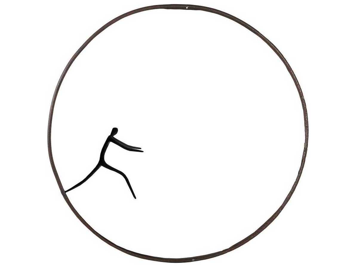 Phillips Collection Olympic Figure in Iron Ring Black/Rust Metal Wall Art