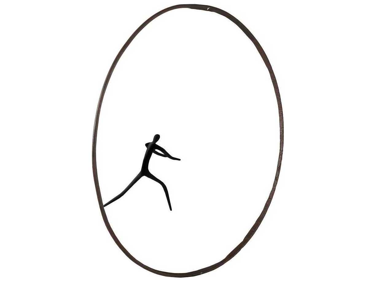 Phillips Collection Olympic Figure in Iron Ring Black/Rust Metal Wall Art