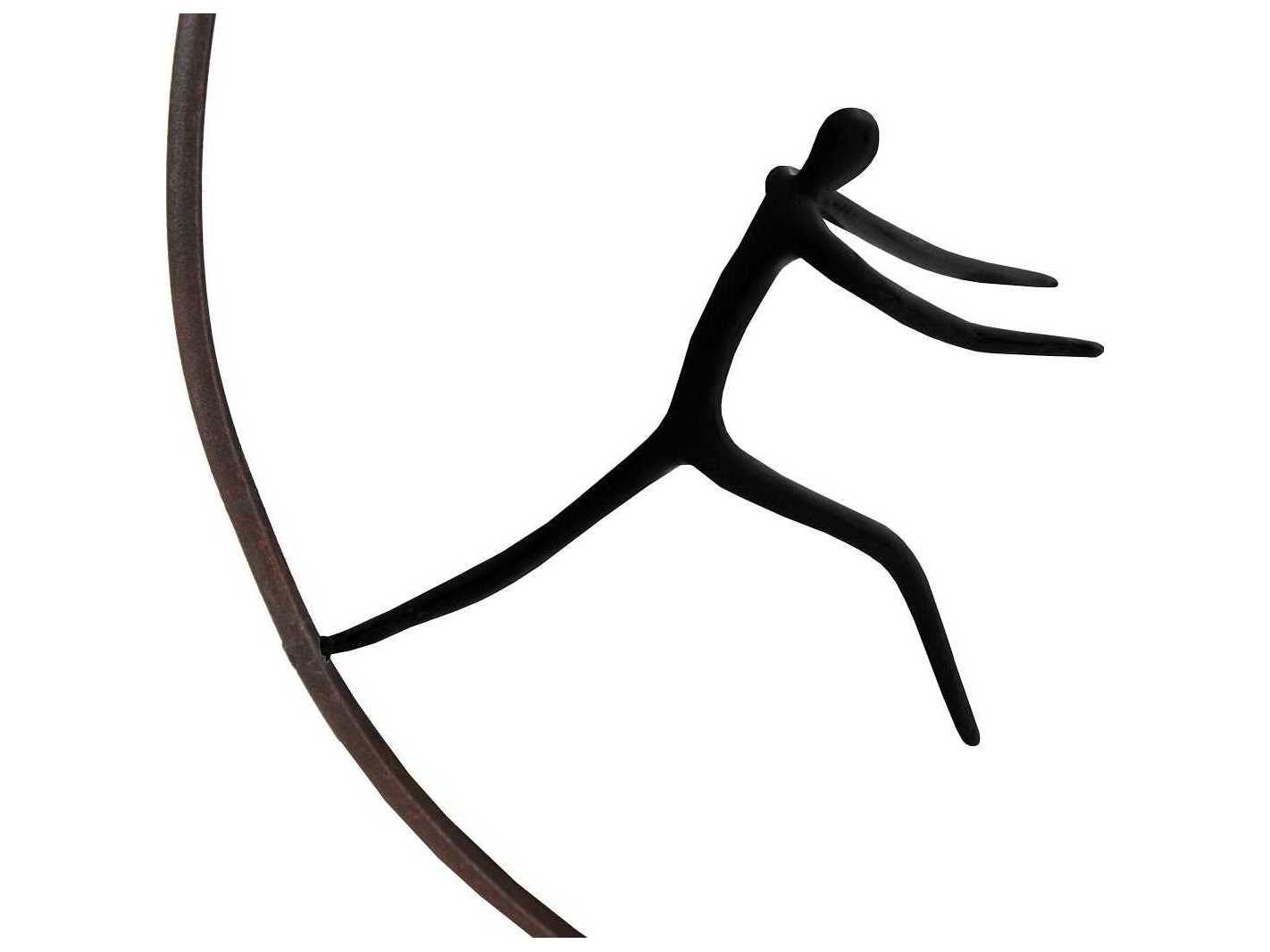 Phillips Collection Olympic Figure in Iron Ring Black/Rust Metal Wall Art