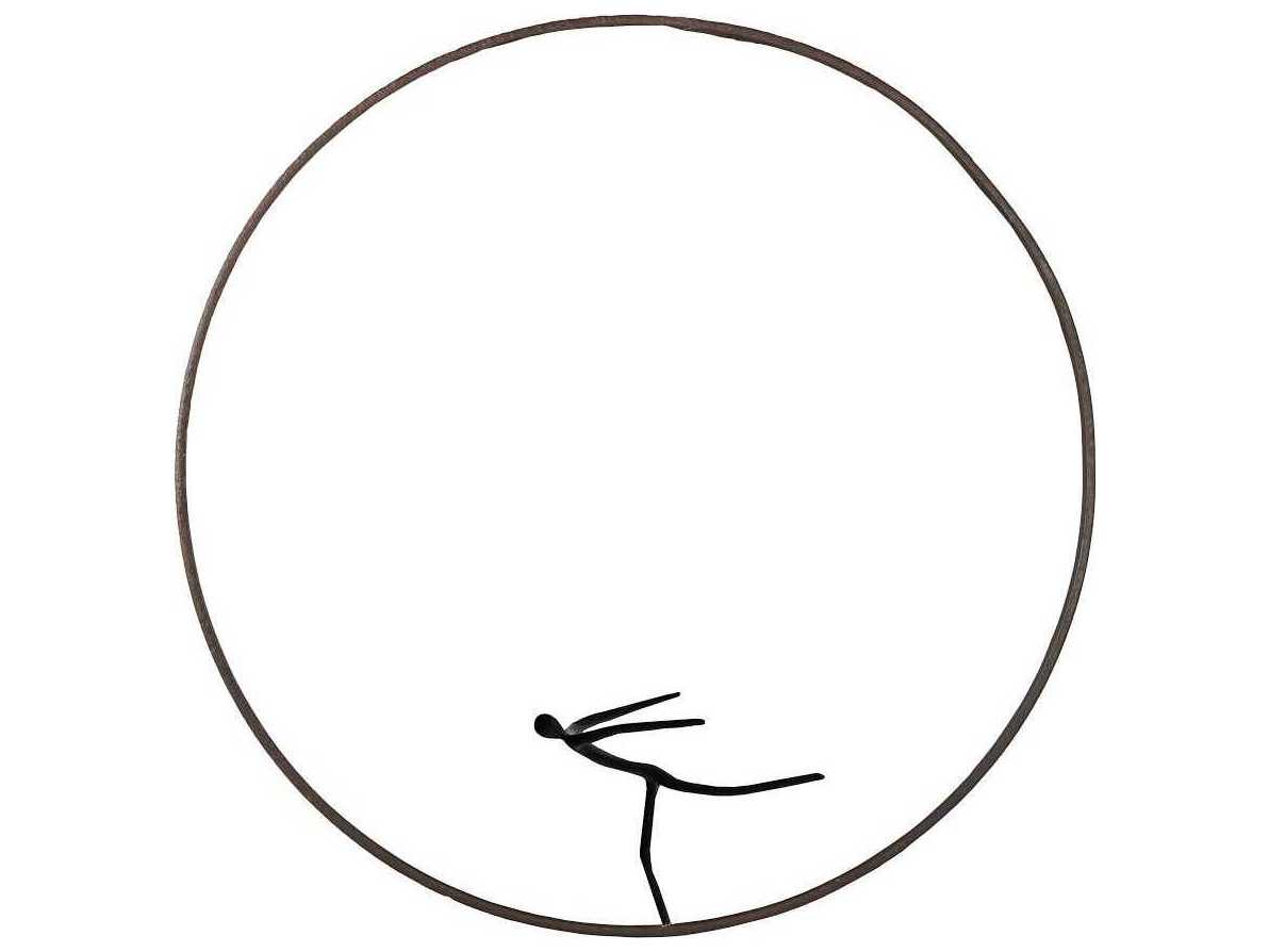 Phillips Collection Olympic Figure in Iron Ring Black/Rust Metal Wall Art